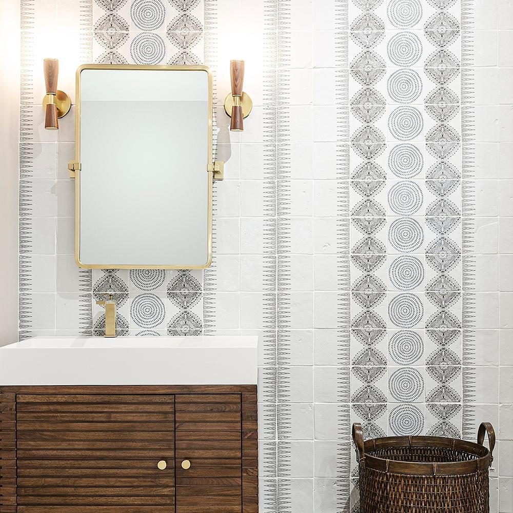 bavi 5 antique glazed terracotta deco tile size six by six sold by surface group manufactured by marble systems used for kitchen backsplashes living room accent walls and bathroom walls