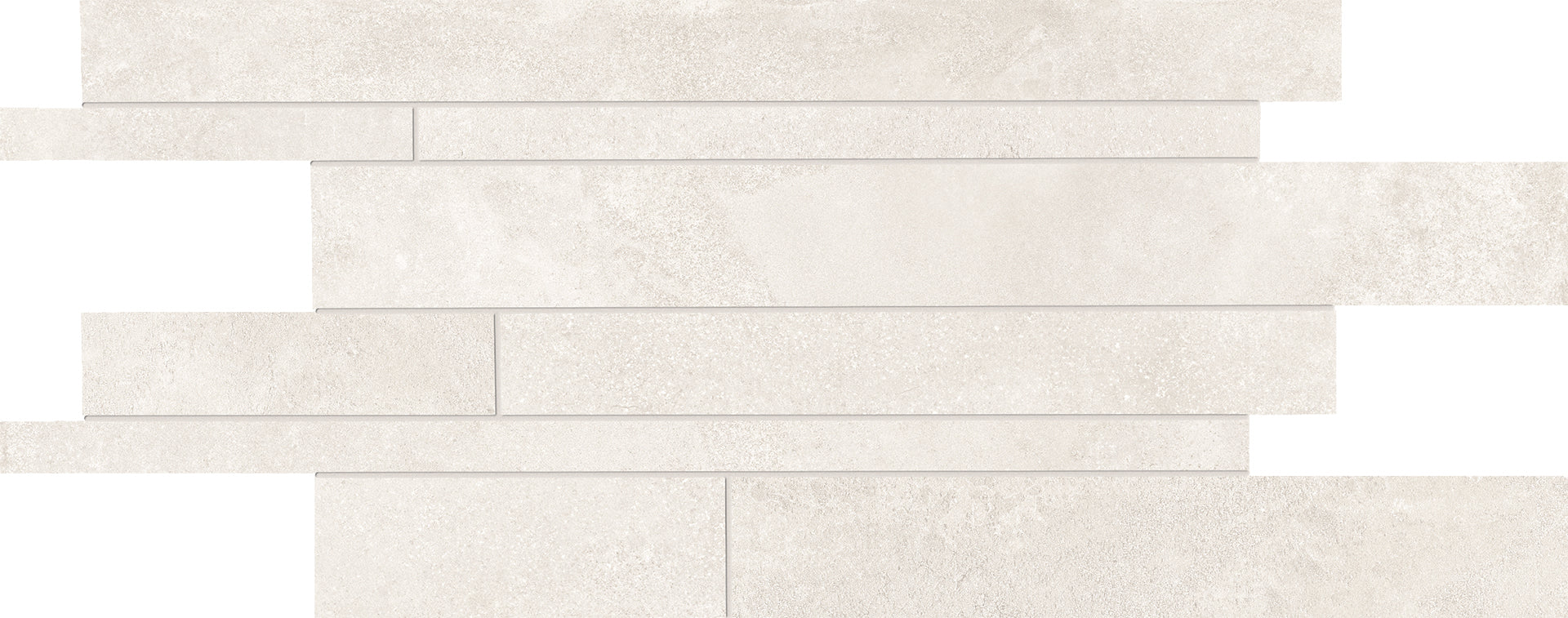 Be-Square: Concrete Ivory Listelli Sfalsati Slides Mosaic (12"x24"x6.5-mm | matte)