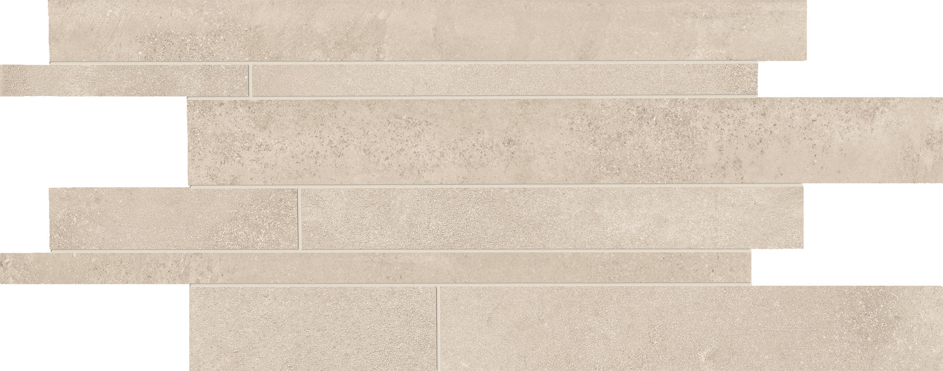 Be-Square: Concrete Sand Listelli Sfalsati Slides Mosaic (12"x24"x9.5-mm | matte)