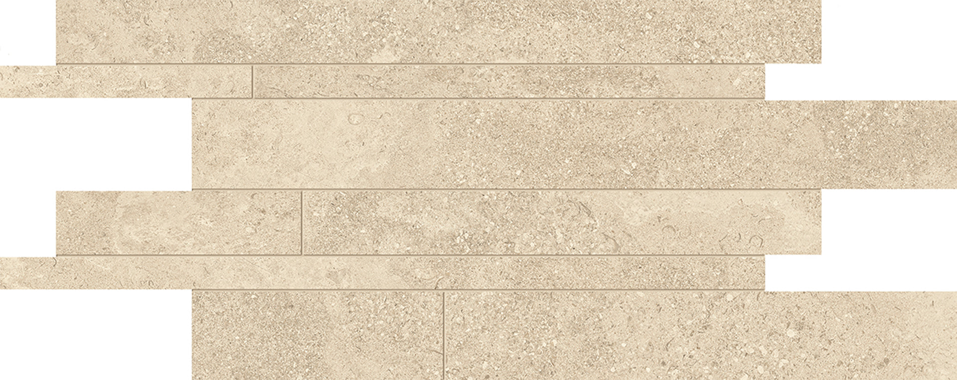 Landscape: Limestone Sabbia Listelli Sfalsati Slides Mosaic (12"x24"x9.5-mm | silktech)