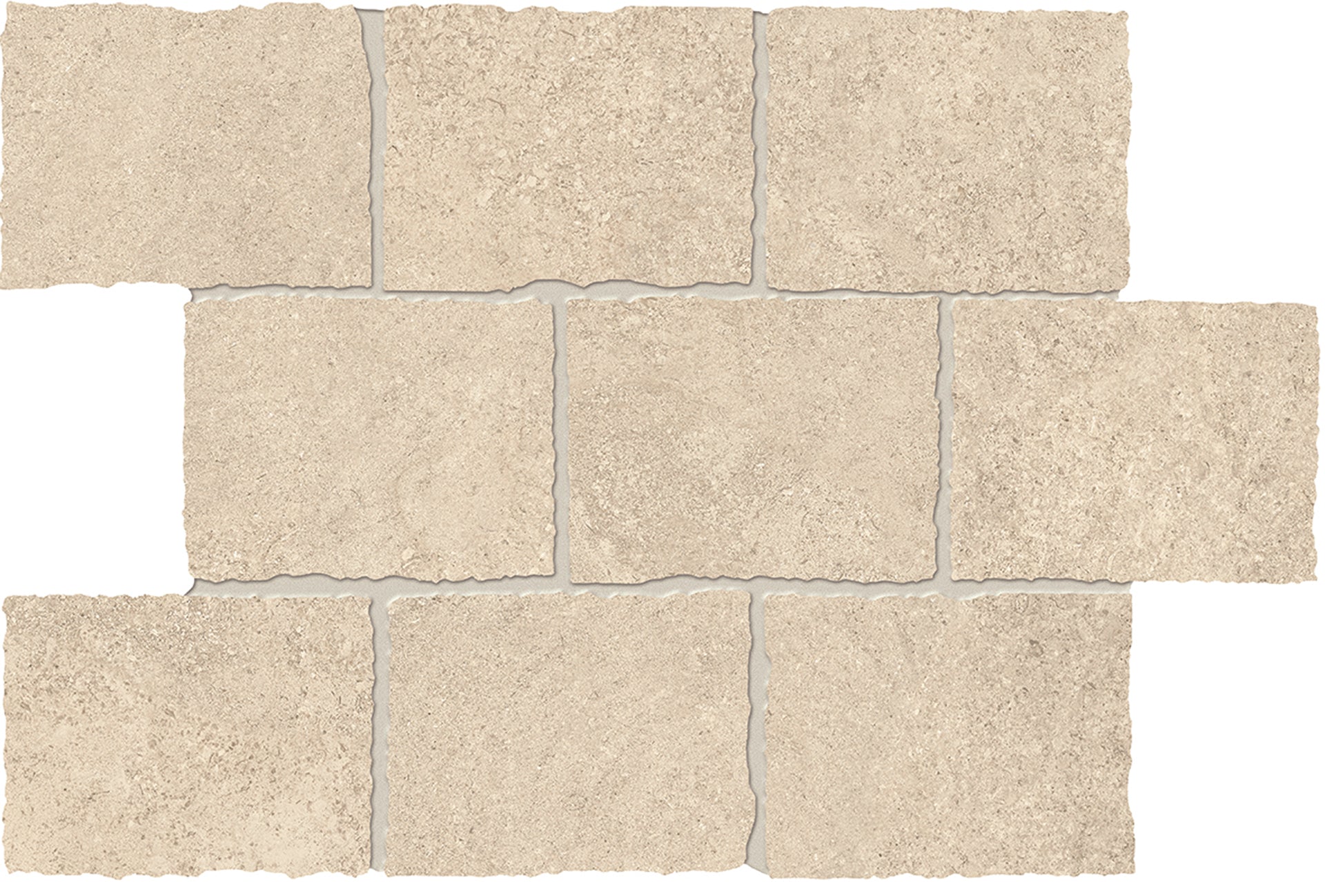 Landscape: Limestone Sabbia Muretto Mosaic (12"x18"x9.5-mm | silktech)