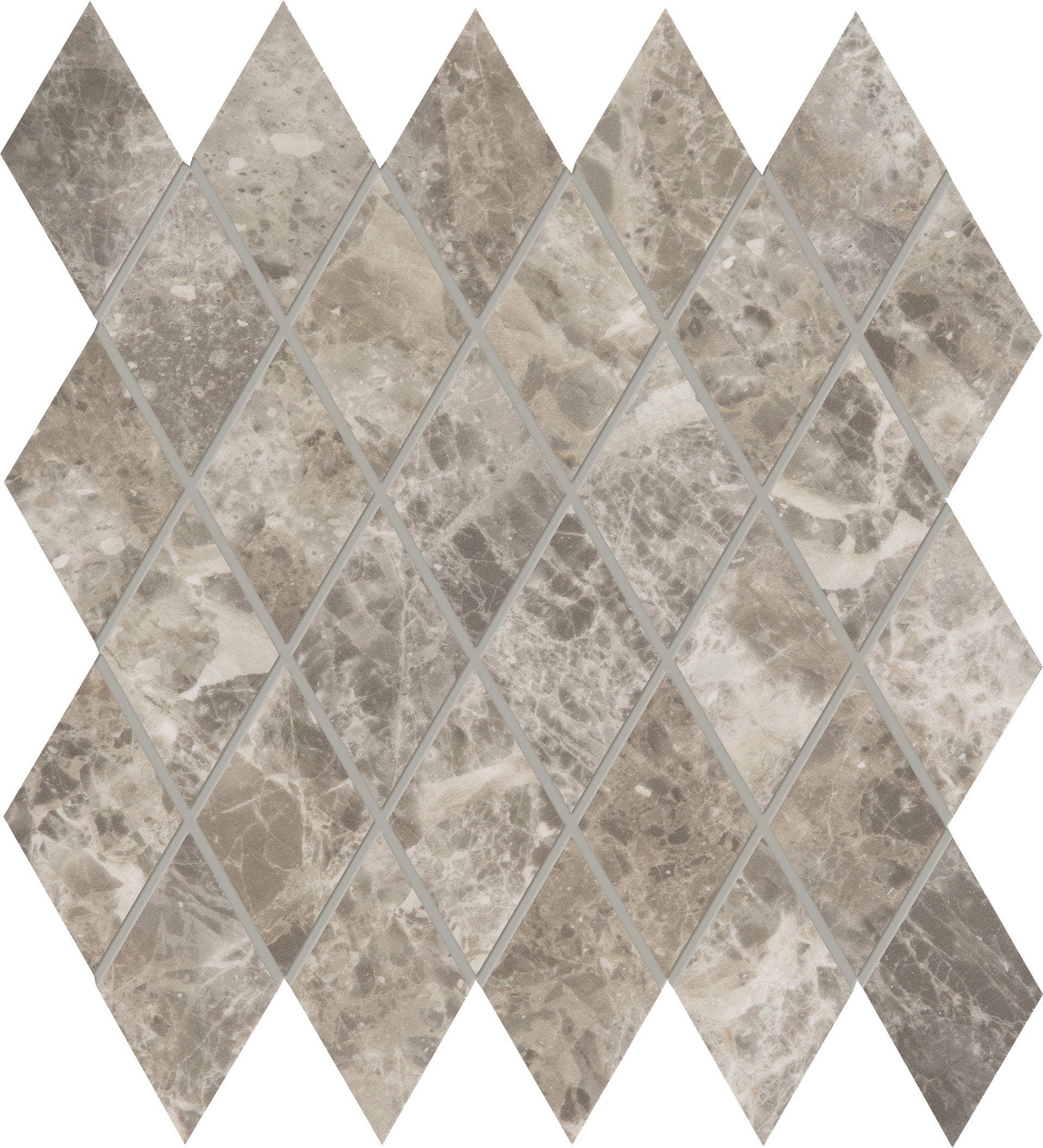 Tele Di Marmo: Breccia Braque Losanghe xl Diamond Mosaic (12"x12"x9.5-mm | glossy)