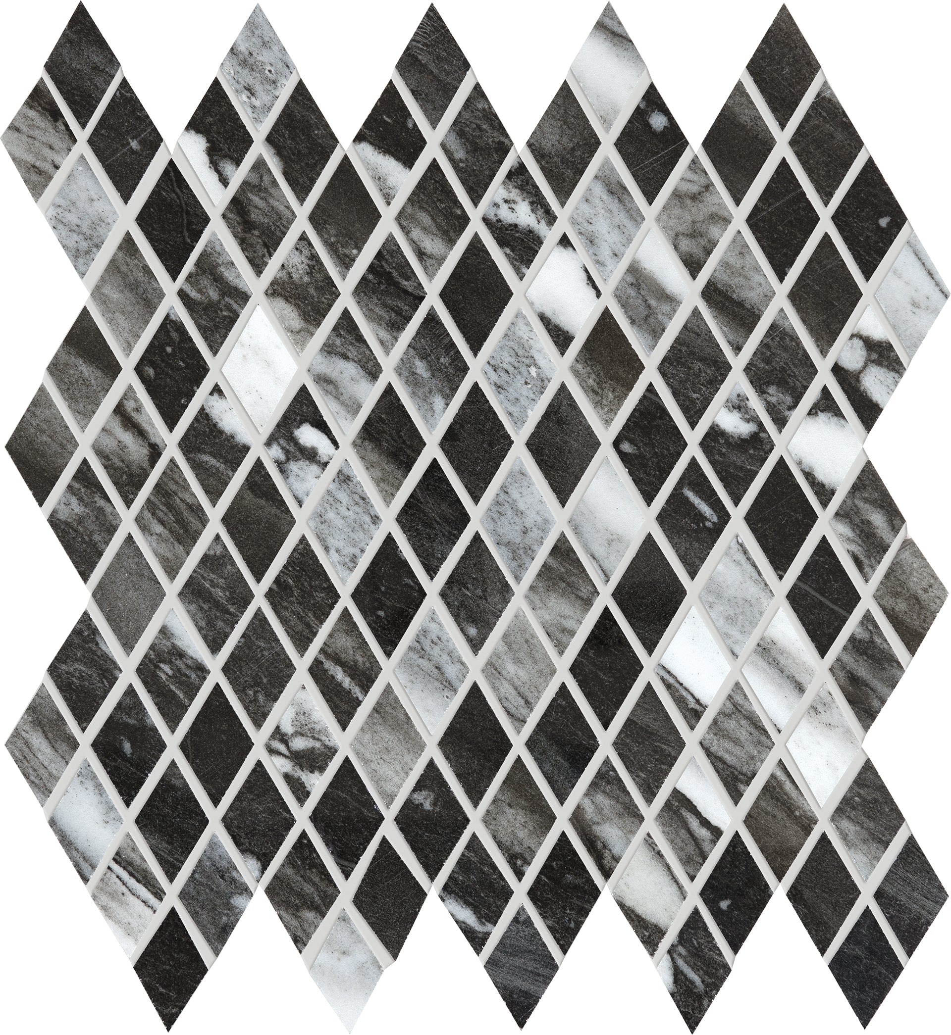 Tele Di Marmo: Calacatta Renoir Losanghe xs Diamond Mosaic (12"x12"x9.5-mm | glossy)