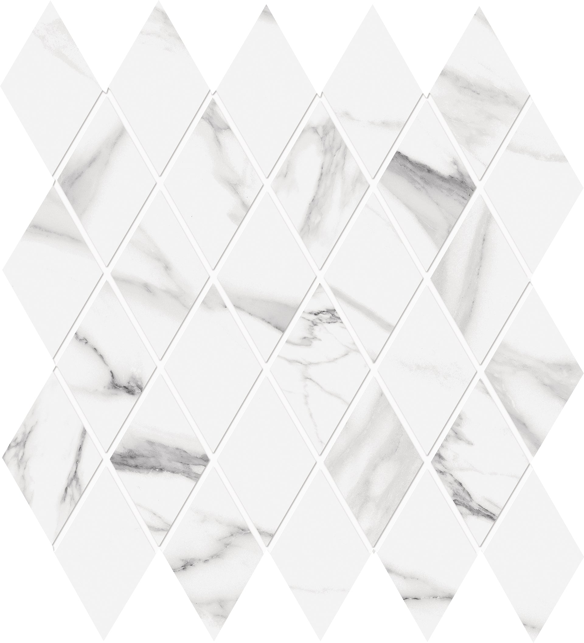 Tele Di Marmo: Statuario Michelangelo Losanghe xl Diamond Mosaic (12"x12"x9.5-mm | glossy)