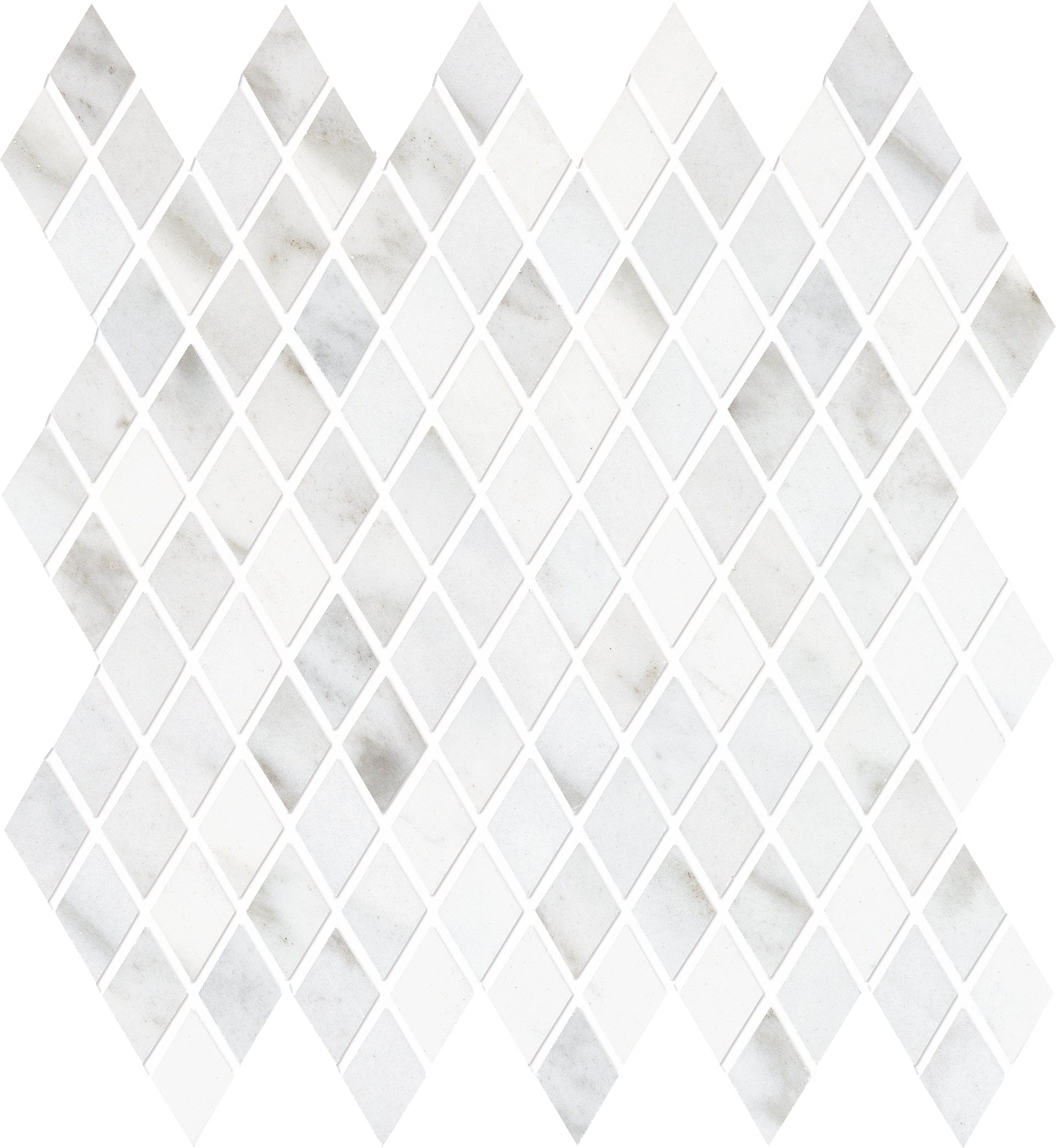 Tele Di Marmo: Statuario Michelangelo Losanghe xs Diamond Mosaic (12"x12"x9.5-mm | glossy)