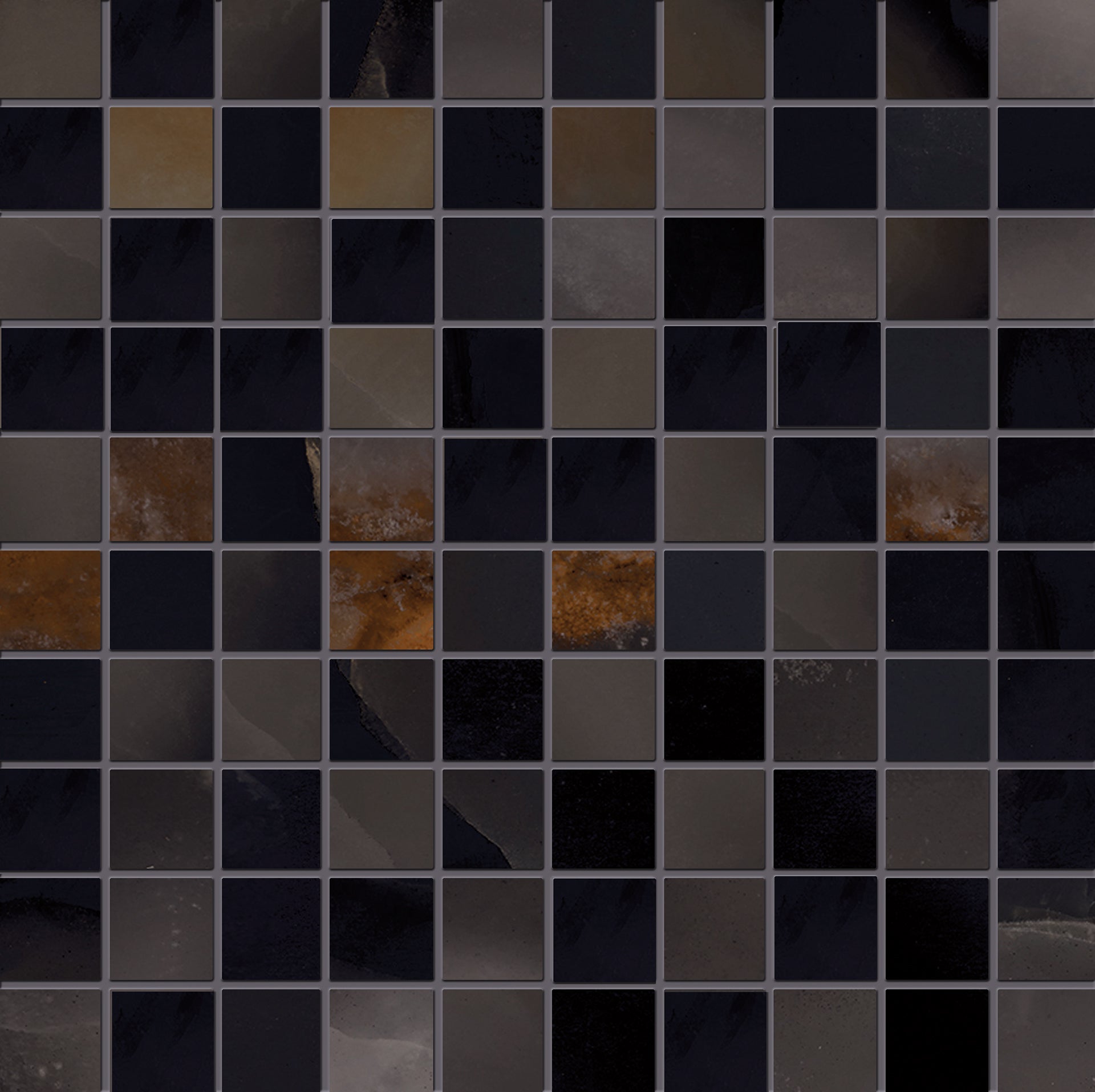 Tele Di Marmo Onyx: Onyx Black Straight Stack 1x1 Mosaic (12"x12"x9.5-mm | glossy)