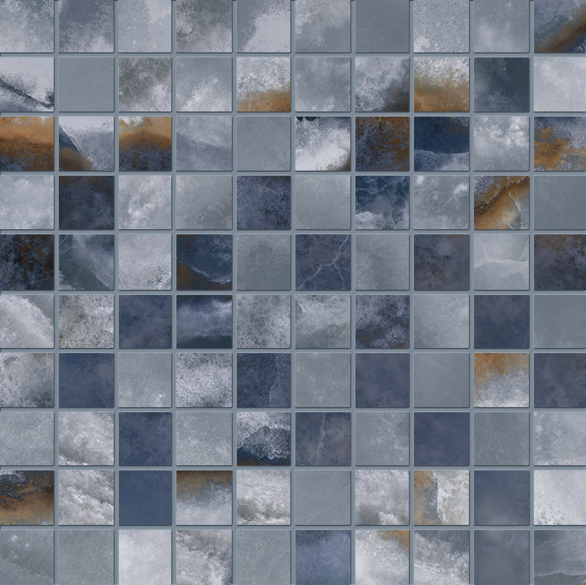 Tele Di Marmo Onyx: Onyx Blue Straight Stack 1x1 Mosaic (12"x12"x9.5-mm | matte)
