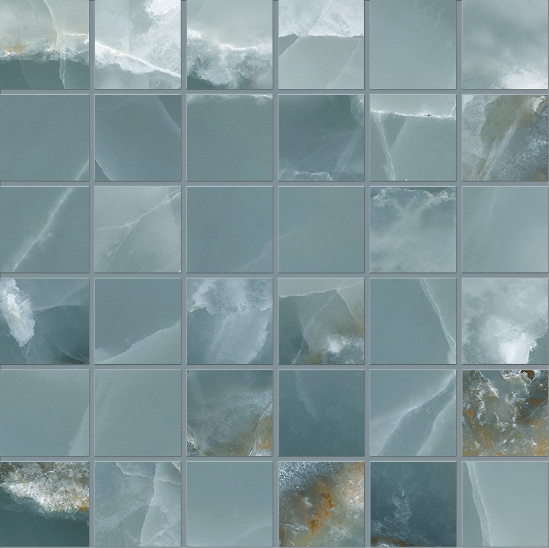 Tele Di Marmo Onyx: Onyx Green Straight Stack 2x2 Mosaic (12"x12"x9.5-mm | glossy)