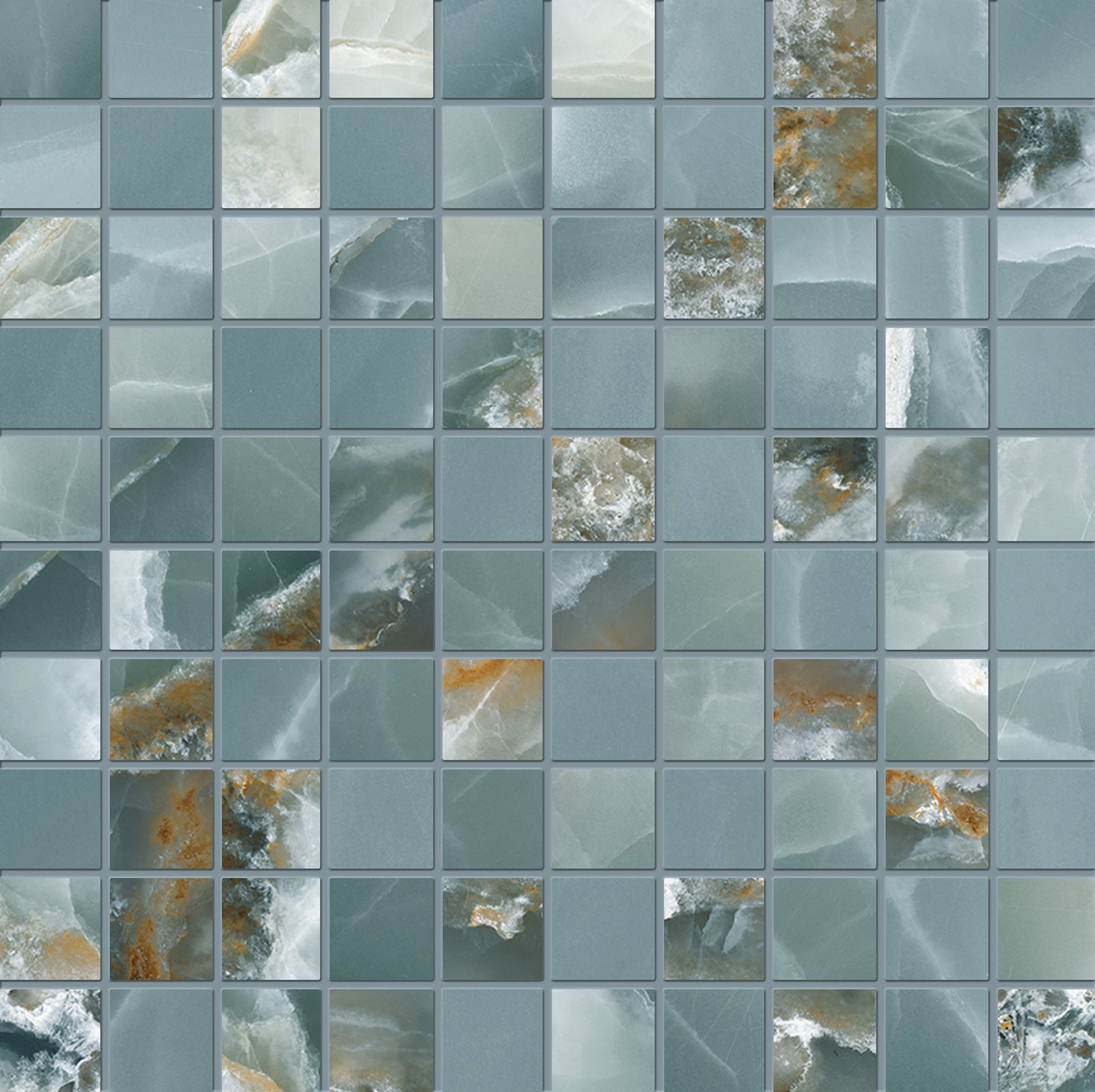 Tele Di Marmo Onyx: Onyx Green Straight Stack 1x1 Mosaic (12"x12"x9.5-mm | matte)