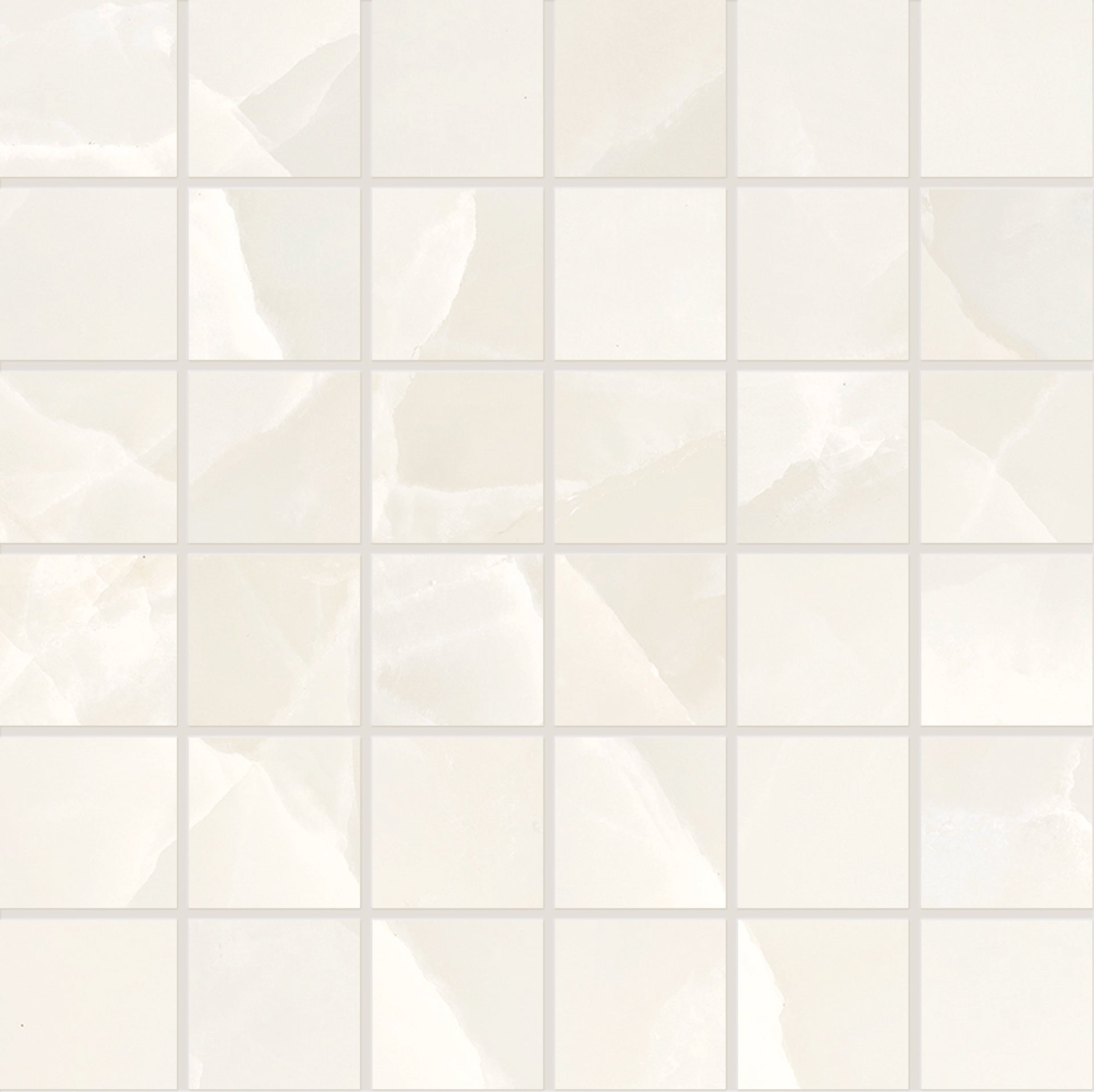 Tele Di Marmo Onyx: Onyx Ivory Straight Stack 2x2 Mosaic (12"x12"x9.5-mm | glossy)