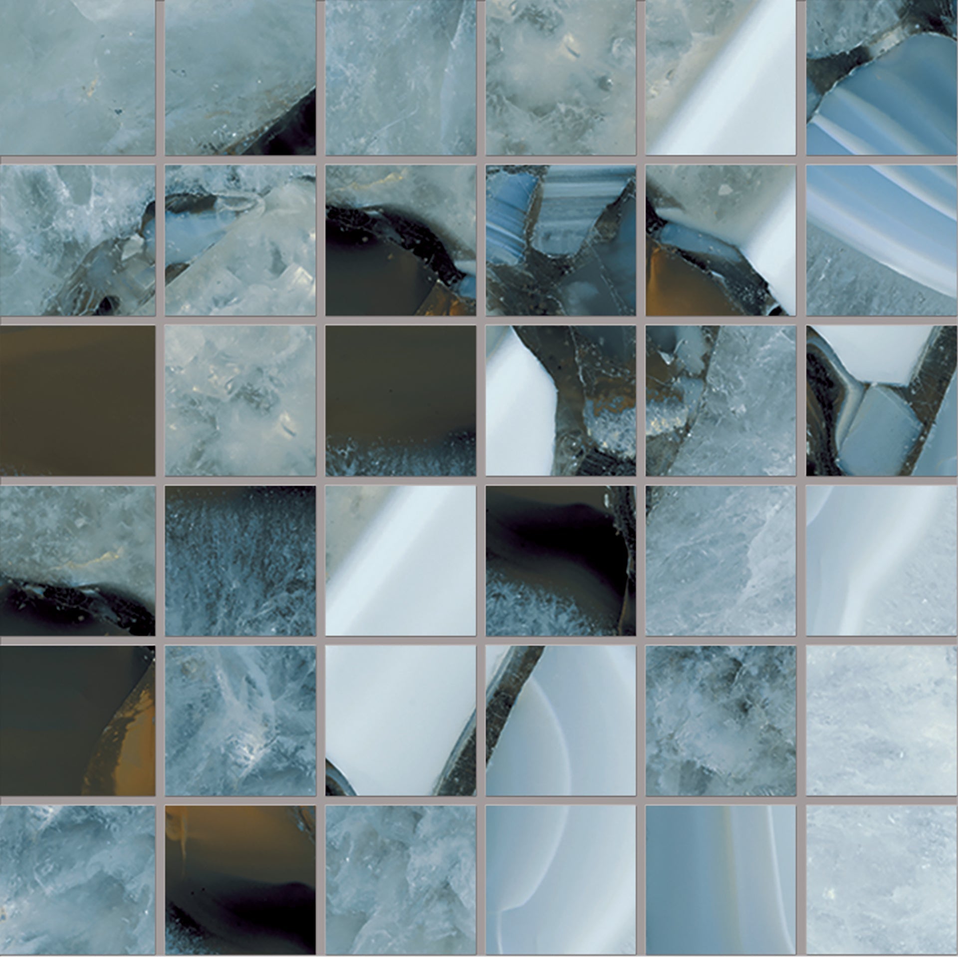 Tele Di Marmo Precious: Agate Azure Straight Stack 2x2 Mosaic (12"x12"x9.5-mm | matte)