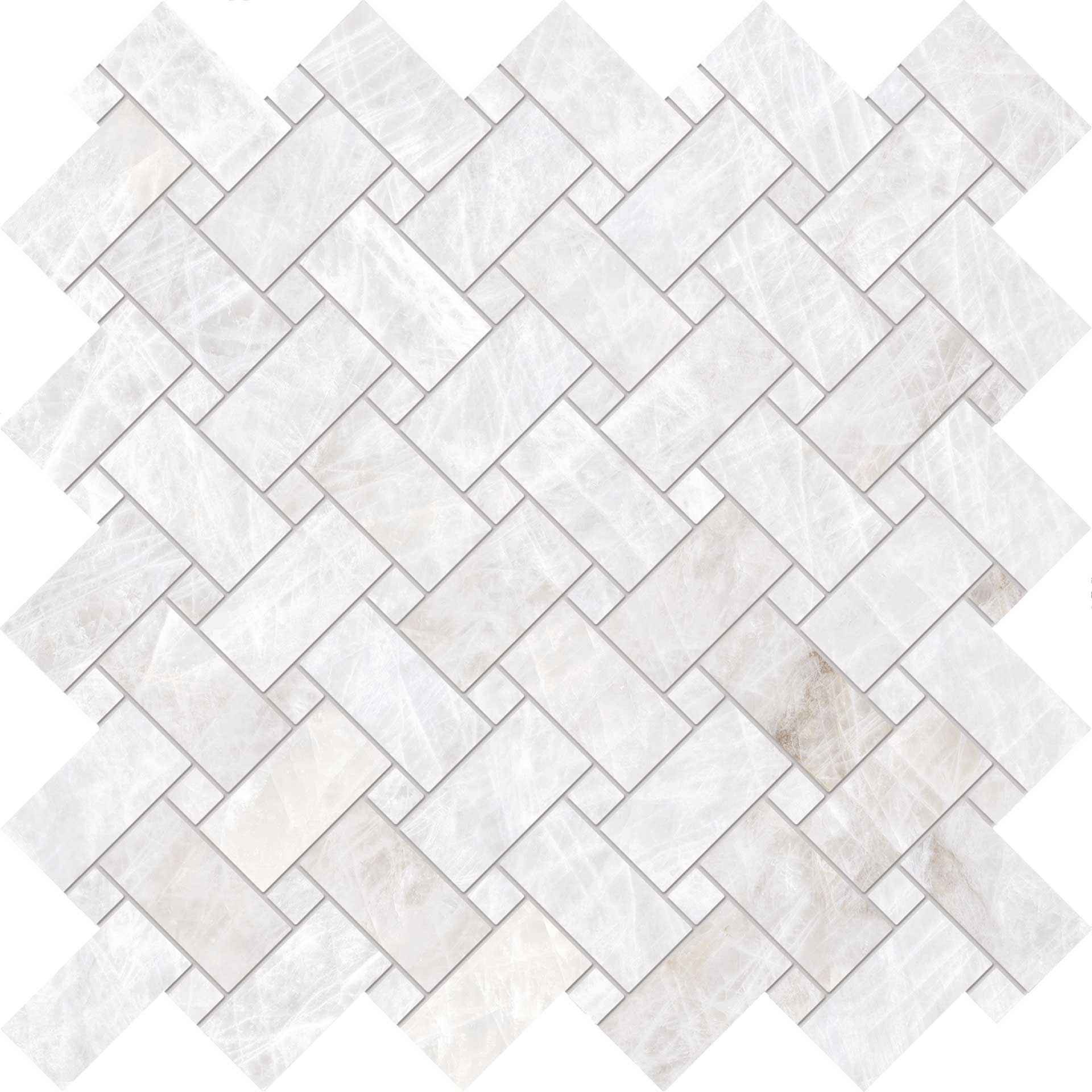 Tele Di Marmo Reloaded: Quarzo Kandinsky Basketweave Mosaic (12"x12"x9.5-mm | glossy)