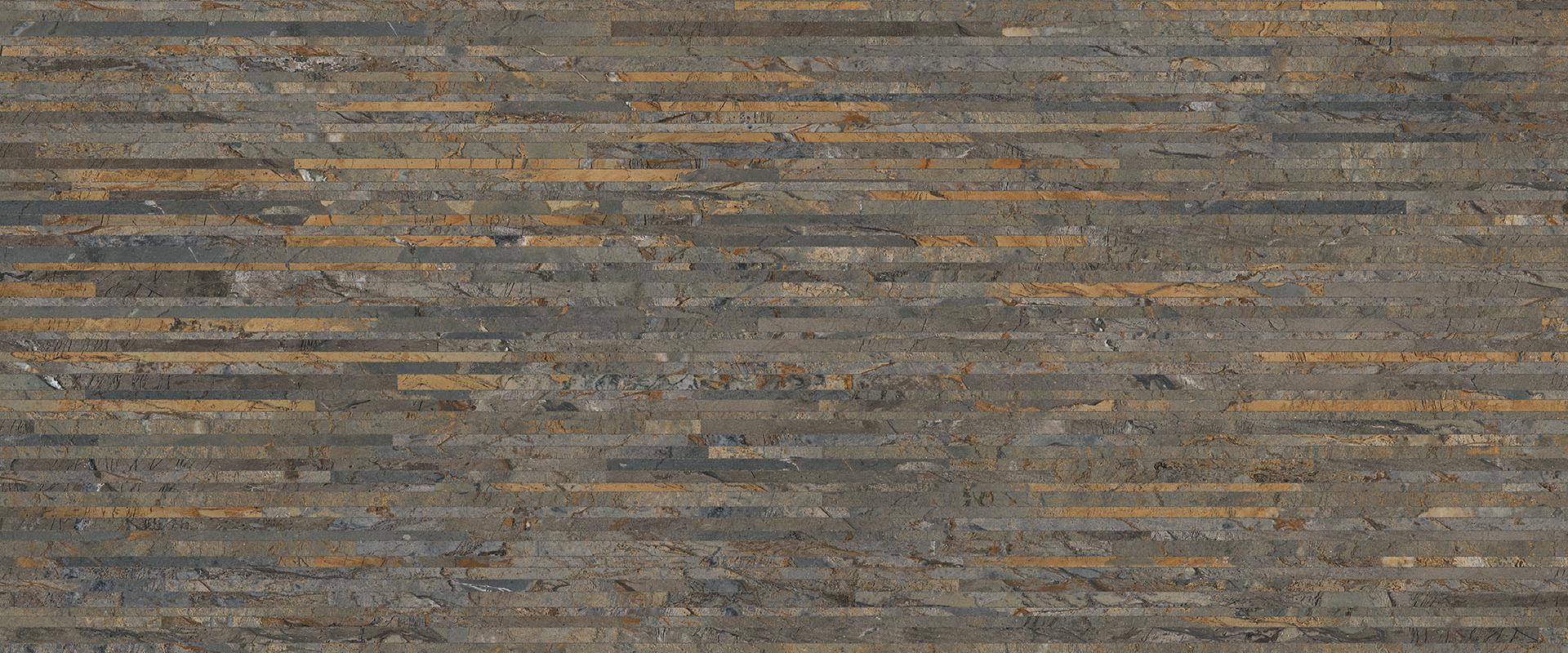 Tele Di Marmo Reloaded: Doghe Fossil Brown Malevic Field Tile (24"x48"x9.5-mm | glossy)
