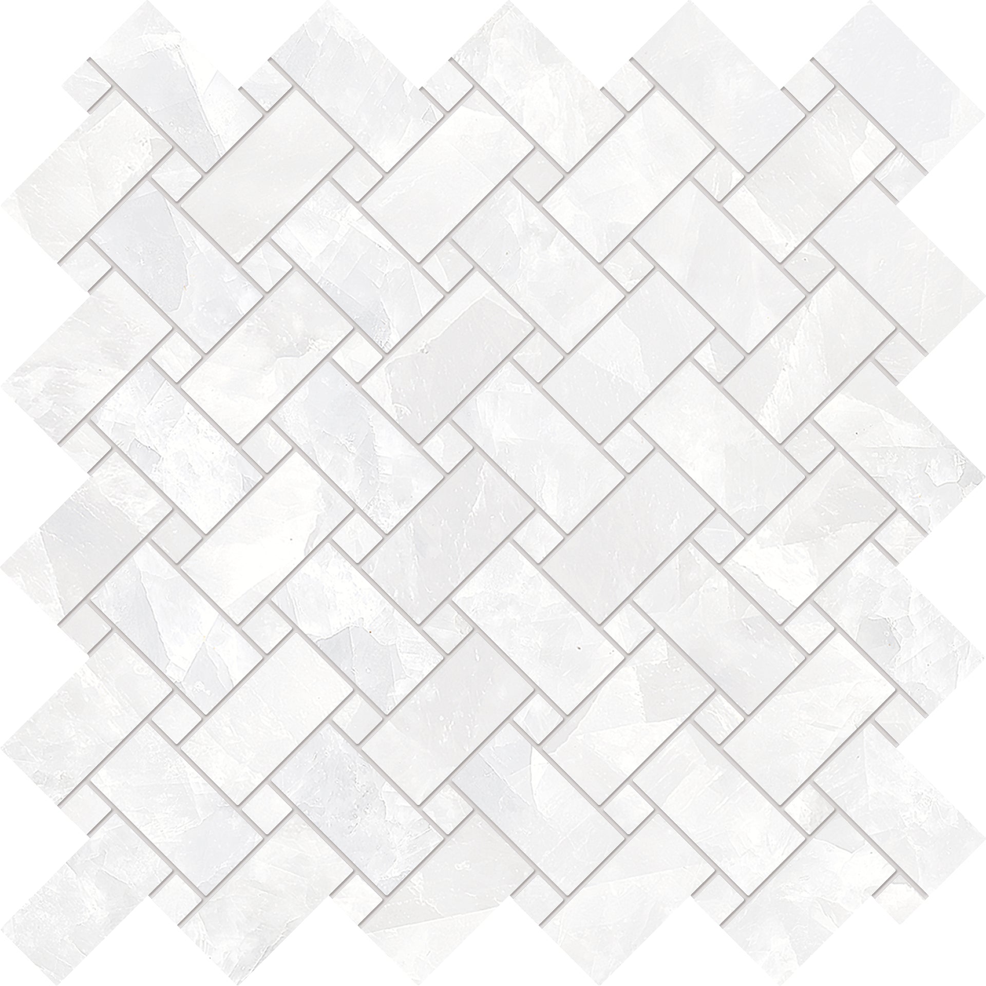 Tele Di Marmo Revolution: Marble Thassos Basketweave Mosaic (12"x12"x9.5-mm | matte)