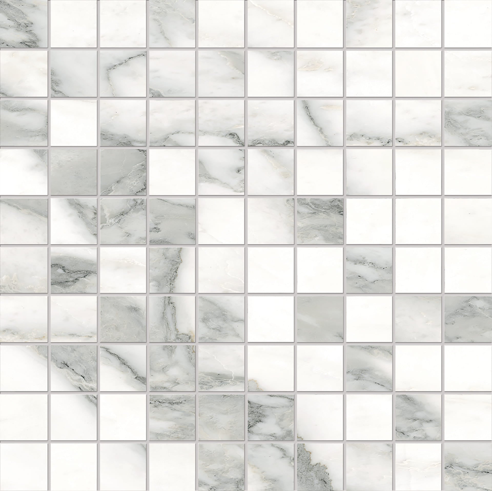 Tele Di Marmo Selection: Marble Arabescato Corchia Straight Stack 1x1 Mosaic (12"x12"x9.5-mm | glossy)