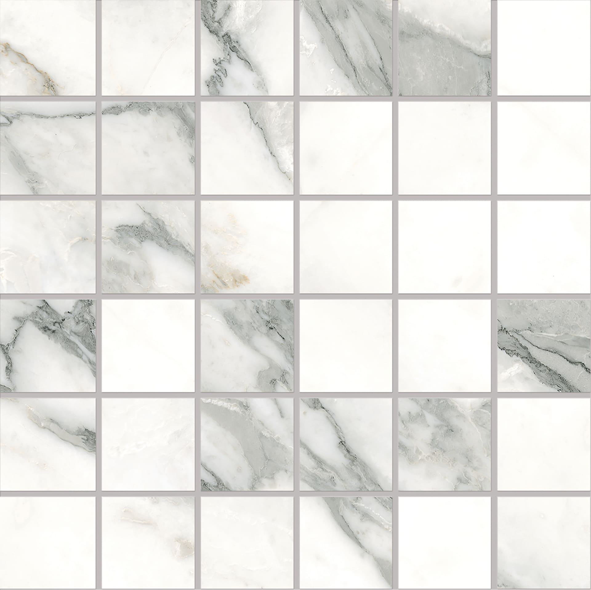 Tele Di Marmo Selection: Marble Arabescato Corchia Straight Stack 2x2 Mosaic (12"x12"x9.5-mm | matte)