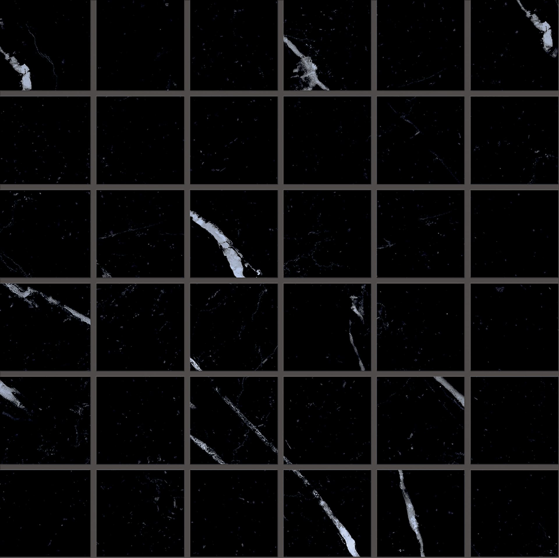 Tele Di Marmo Selection: Marble Nero Marquinia Straight Stack 2x2 Mosaic (12"x12"x9.5-mm | matte)