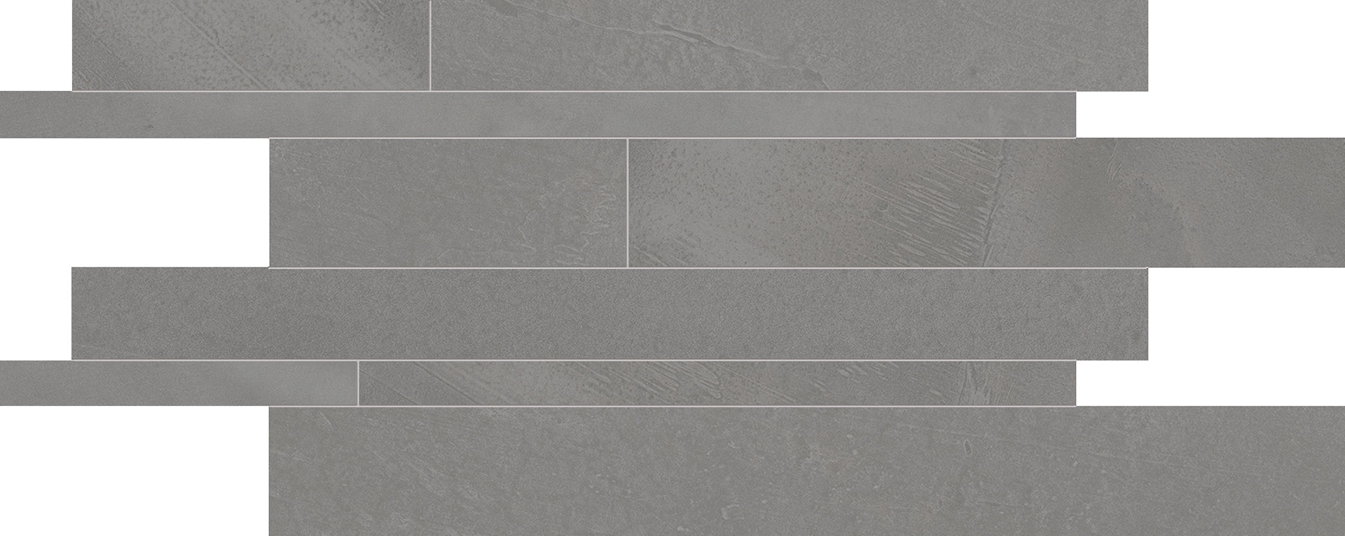 Architect Resin: London Smoke Listelli Sfalsati Slides Mosaic (12"x24"x9.5-mm | matte)