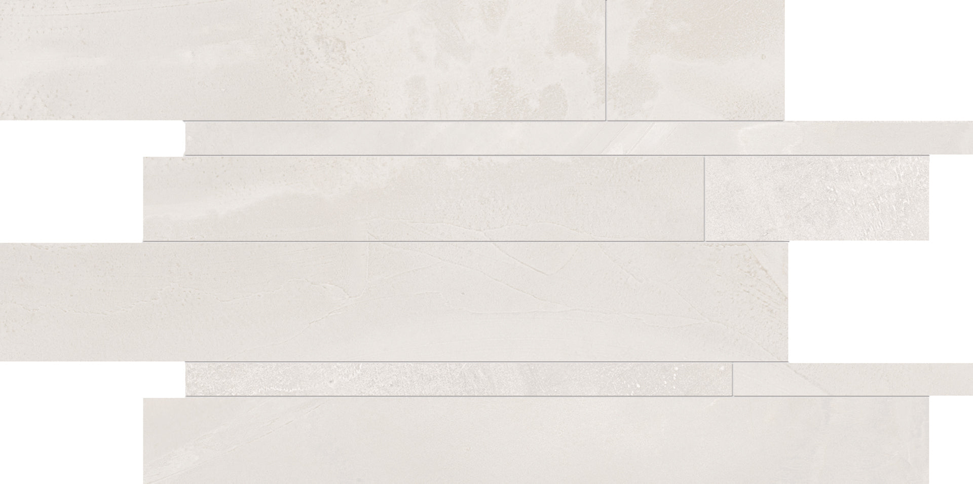Architect Resin: Tokyo White Listelli Sfalsati Slides Mosaic (12"x24"x9.5-mm | matte)
