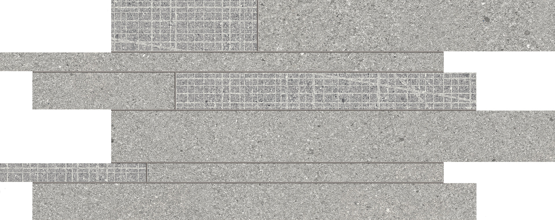 Grain Stone: Granite Grey Listelli Sfalsati Slides Mosaic (12"x24"x9.5-mm | matte)