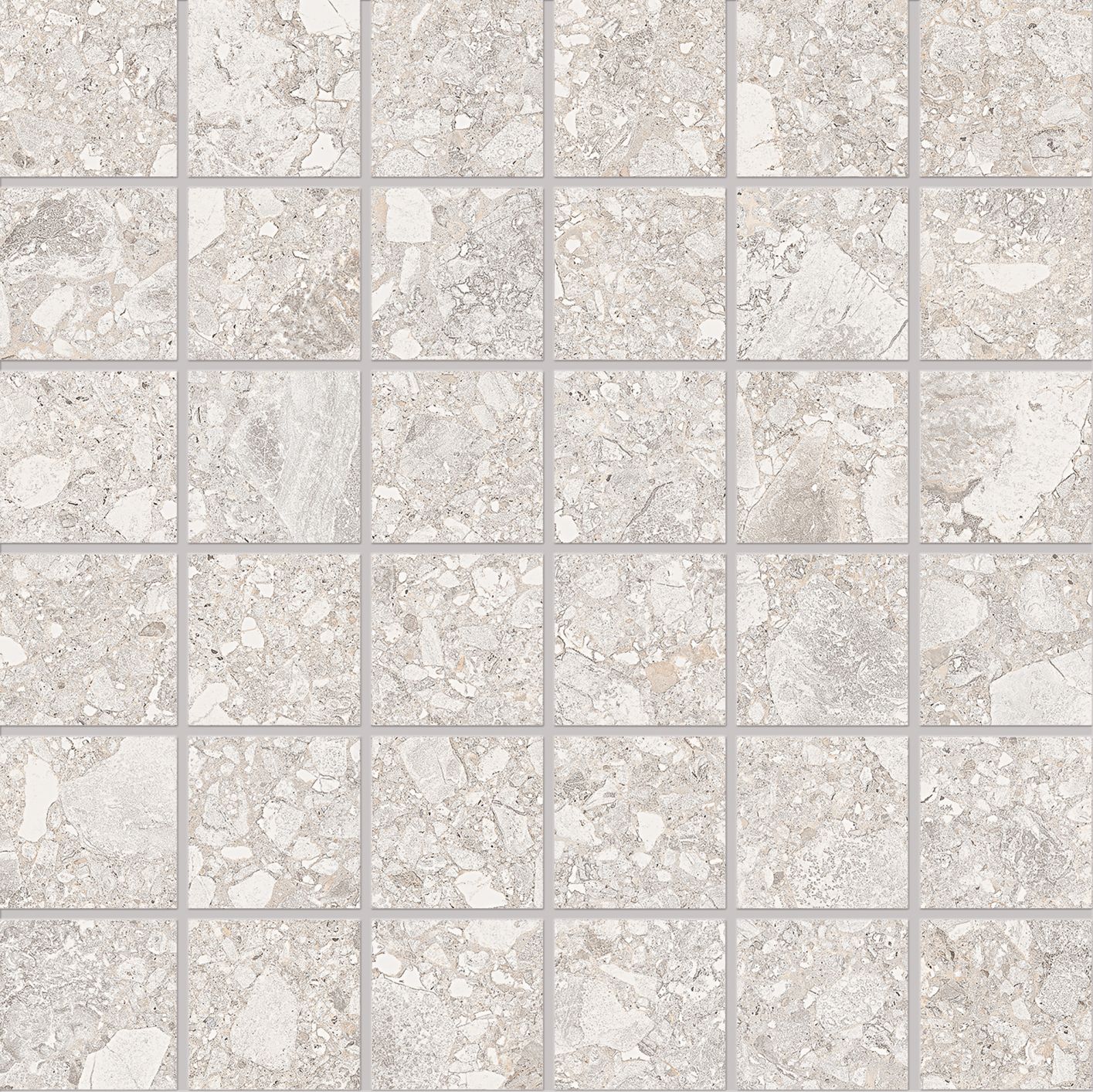 Lombarda: Stone Bianco Straight Stack 2x2 Mosaic (12"x12"x9.5-mm | semi glossy)