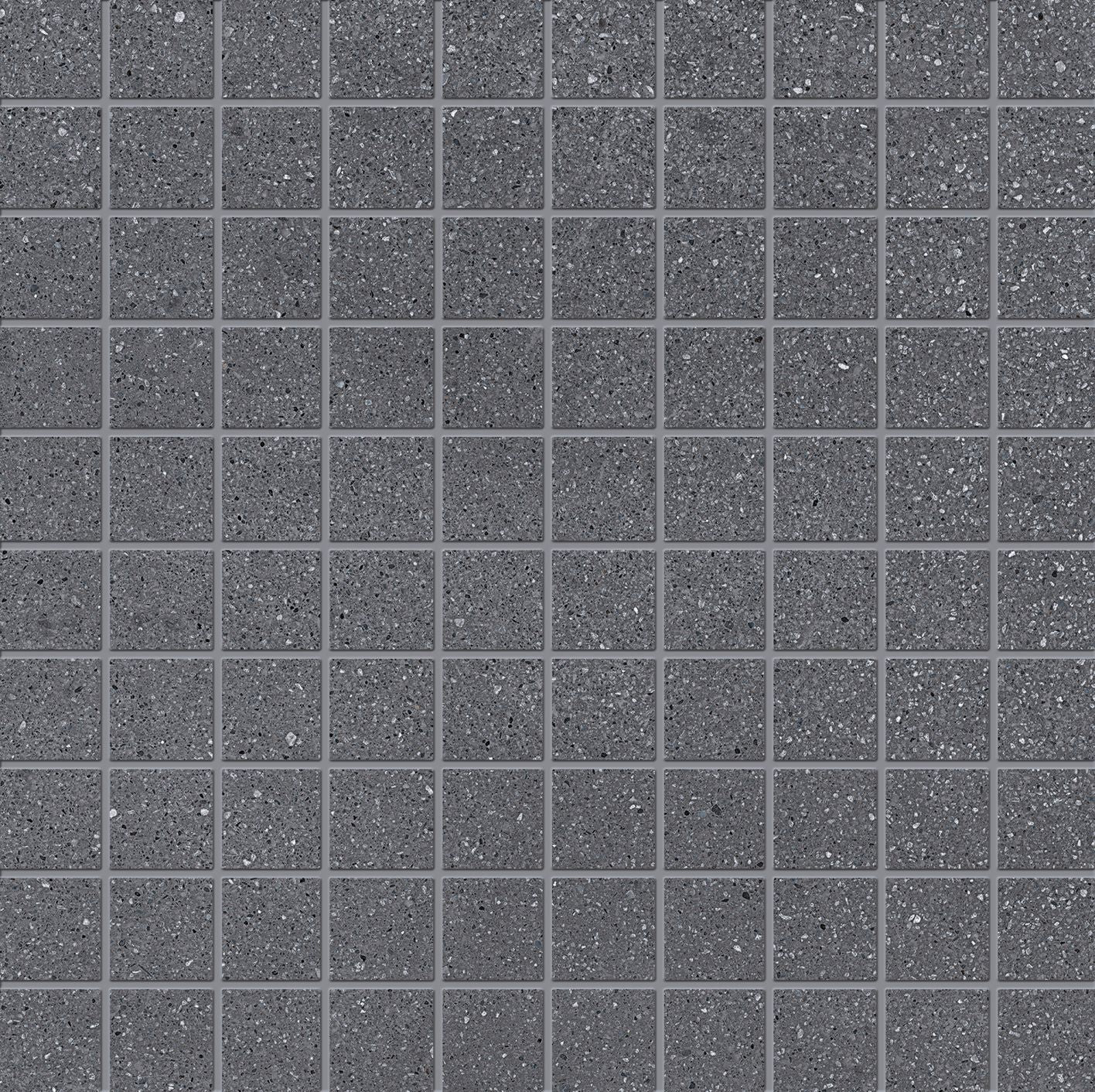 Medley: Terrazzo Dark Grey Straight Stack 1x1 Mosaic (12"x12"x9.5-mm | matte)
