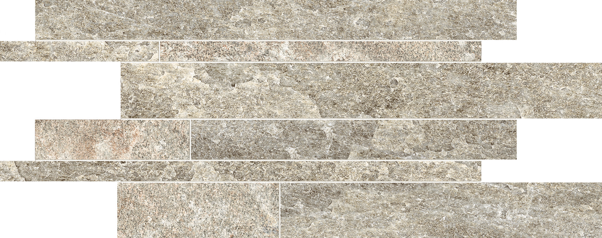Oros Stone: Fondo Greige Listelli Sfalsati Slides Mosaic (12"x24"x9.5-mm | matte)