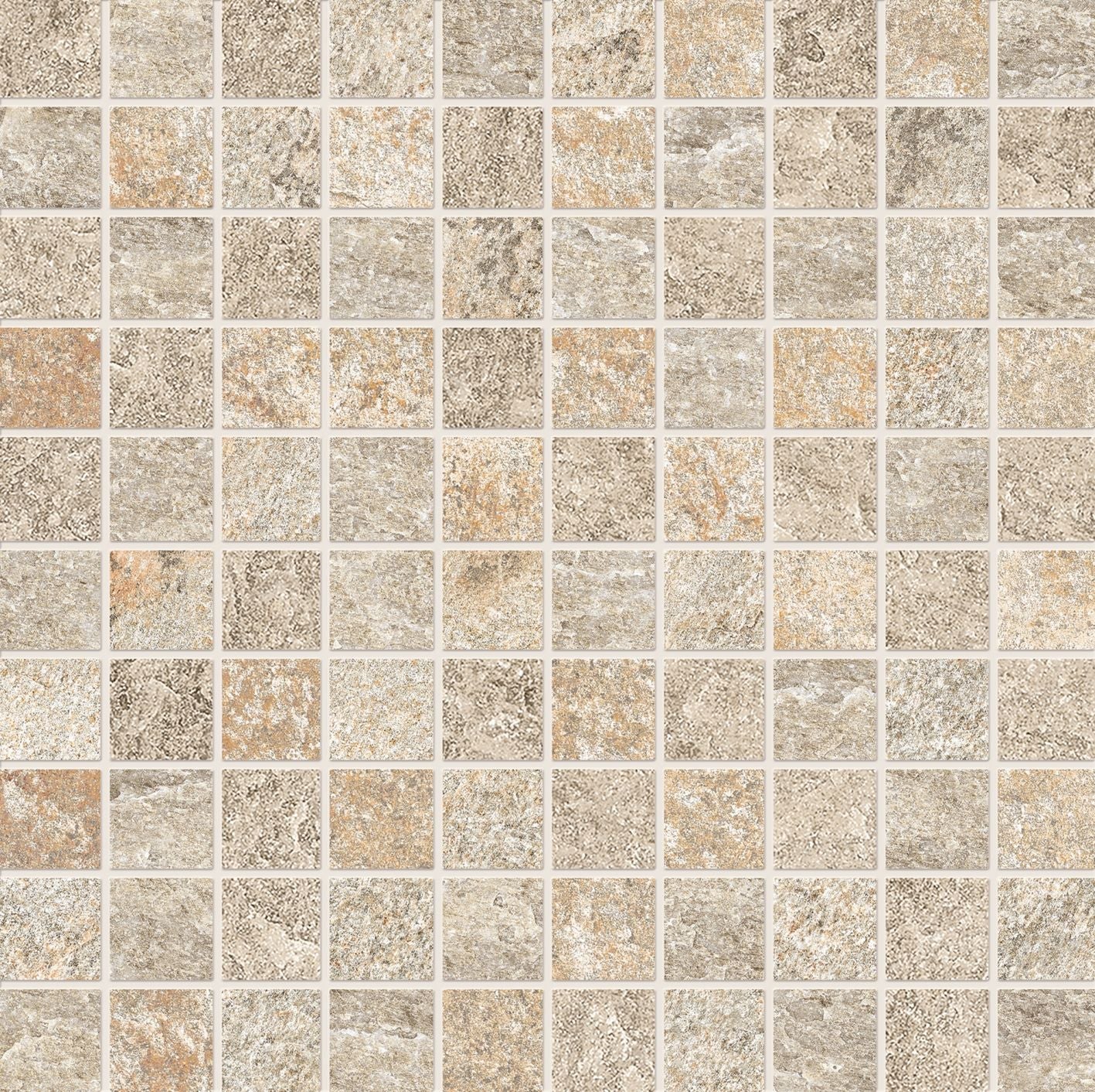 Oros Stone: Fondo Sand Straight Stack 1x1 Mosaic (12"x12"x9.5-mm | matte)