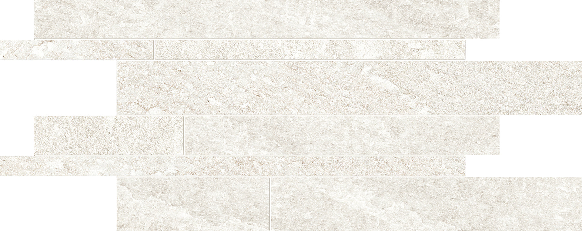 Oros Stone: Fondo White Listelli Sfalsati Slides Mosaic (12"x24"x9.5-mm | matte)