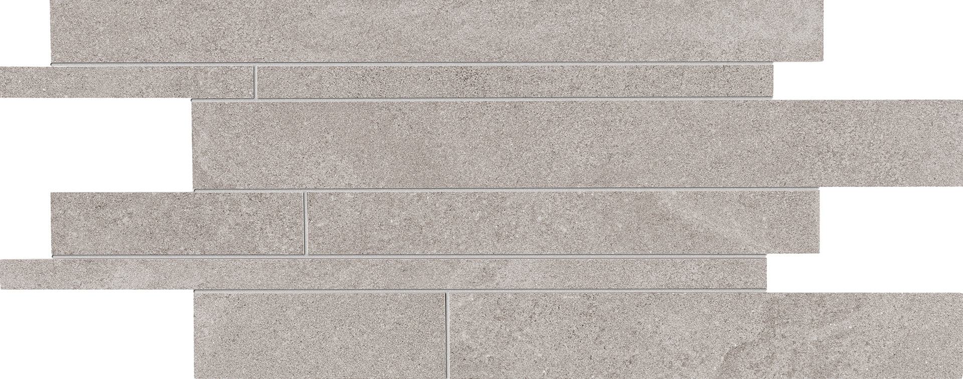 Stone Project: Controfalda Mix Grey Listelli Sfalsati Slides Mosaic (12"x24"x9.5-mm | matte)