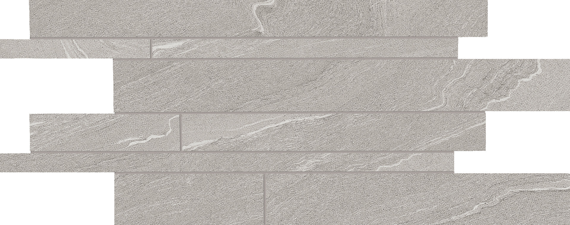 Stone Talk: Martellata Grey Listelli Sfalsati Slides Mosaic (12"x24"x9.5-mm | matte)