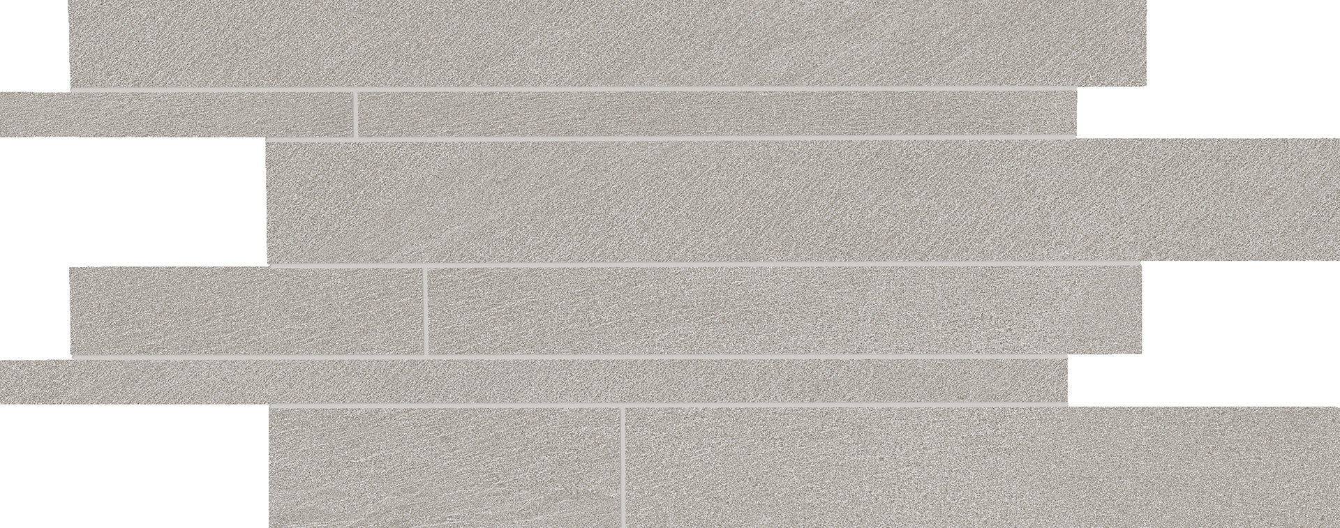 Stone Talk: Minimal Grey Listelli Sfalsati Slides Mosaic (12"x24"x9.5-mm | matte)