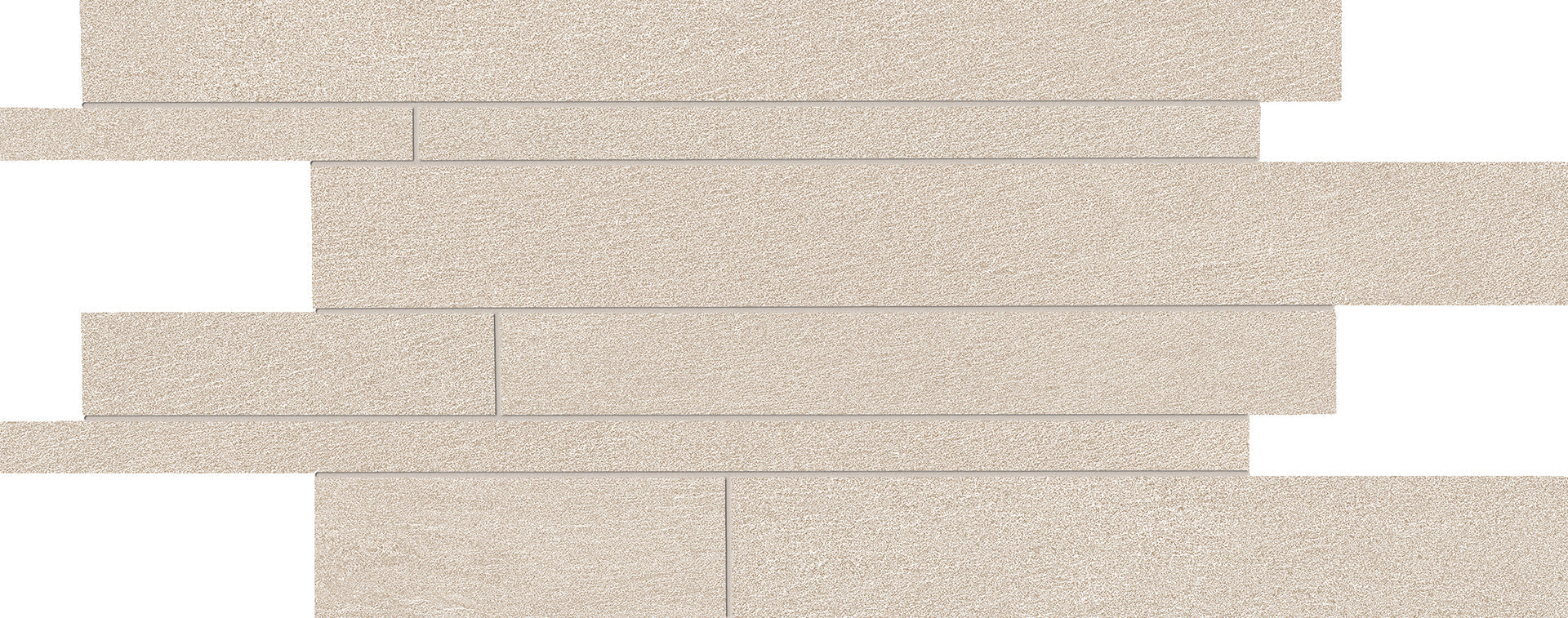 Stone Talk: Minimal Sand Listelli Sfalsati Slides Mosaic (12"x24"x9.5-mm | matte)