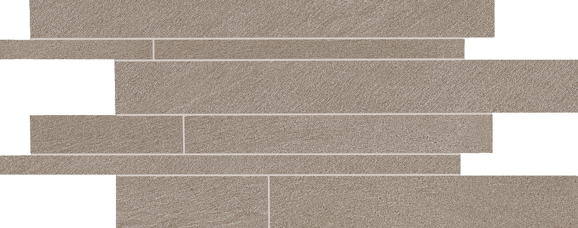 Stone Talk: Minimal Taupe Listelli Sfalsati Slides Mosaic (12"x24"x9.5-mm | matte)