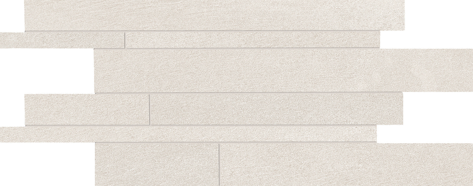 Stone Talk: Minimal White Listelli Sfalsati Slides Mosaic (12"x24"x9.5-mm | matte)