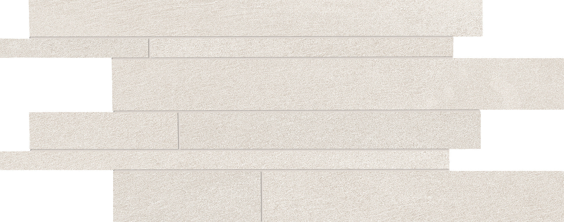 Stone Talk: Minimal White Listelli Sfalsati Slides Mosaic (12"x24"x9.5-mm | matte)