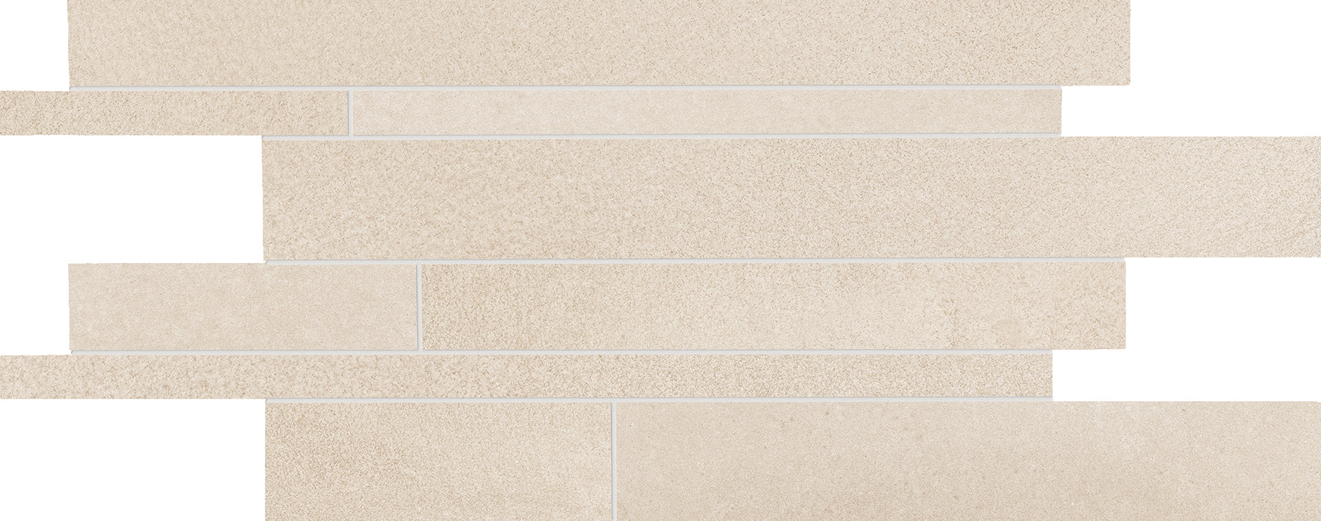 Tr3Nd: Concrete Ivory Listelli Sfalsati Slides Mosaic (12"x24"x9.5-mm | matte)