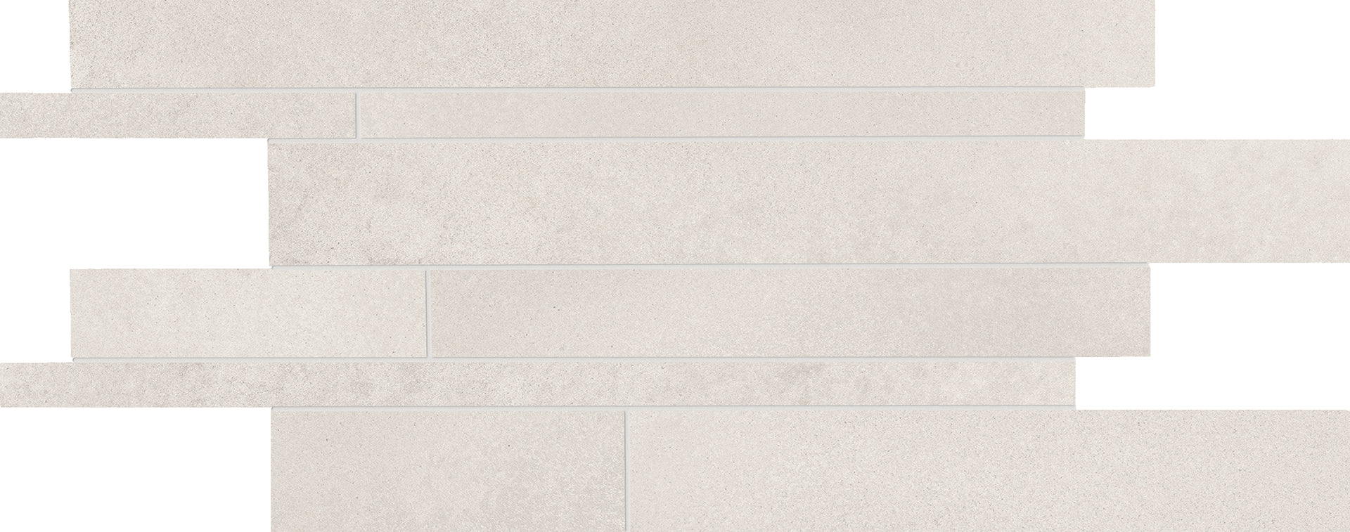 Tr3Nd: Concrete White Listelli Sfalsati Slides Mosaic (12"x24"x9.5-mm | matte)