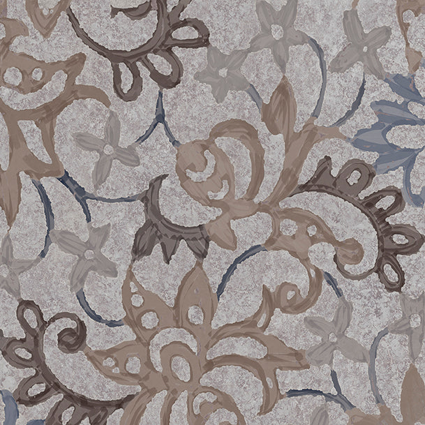 Heritage: Florita Grey Florita Deco Deco Tile (8"x8"x9.5-mm | matte)
