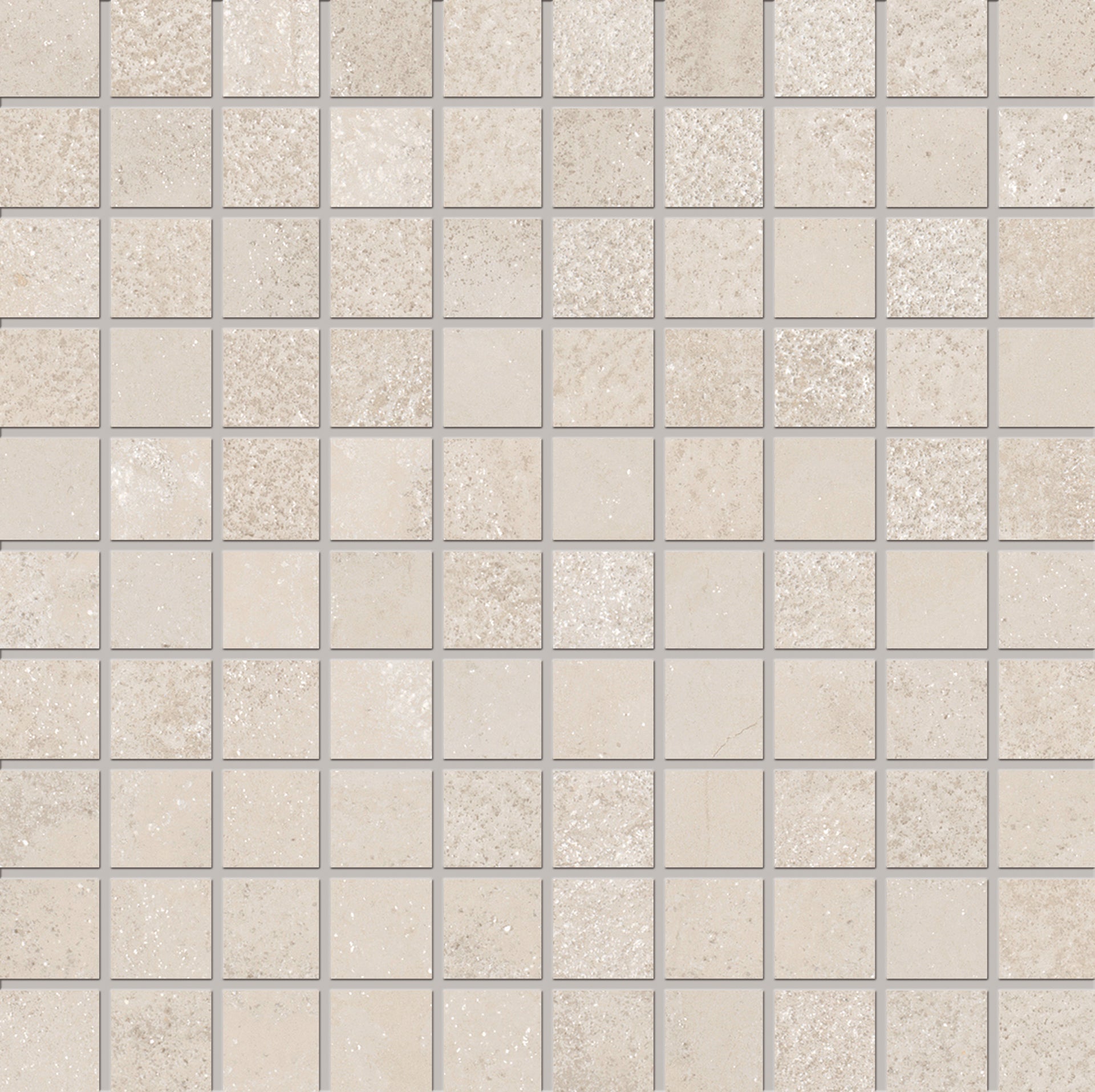 Plus Three: Concrete Bianco Straight Stack 1x1 Mosaic (12"x12"x9.5-mm | matte)