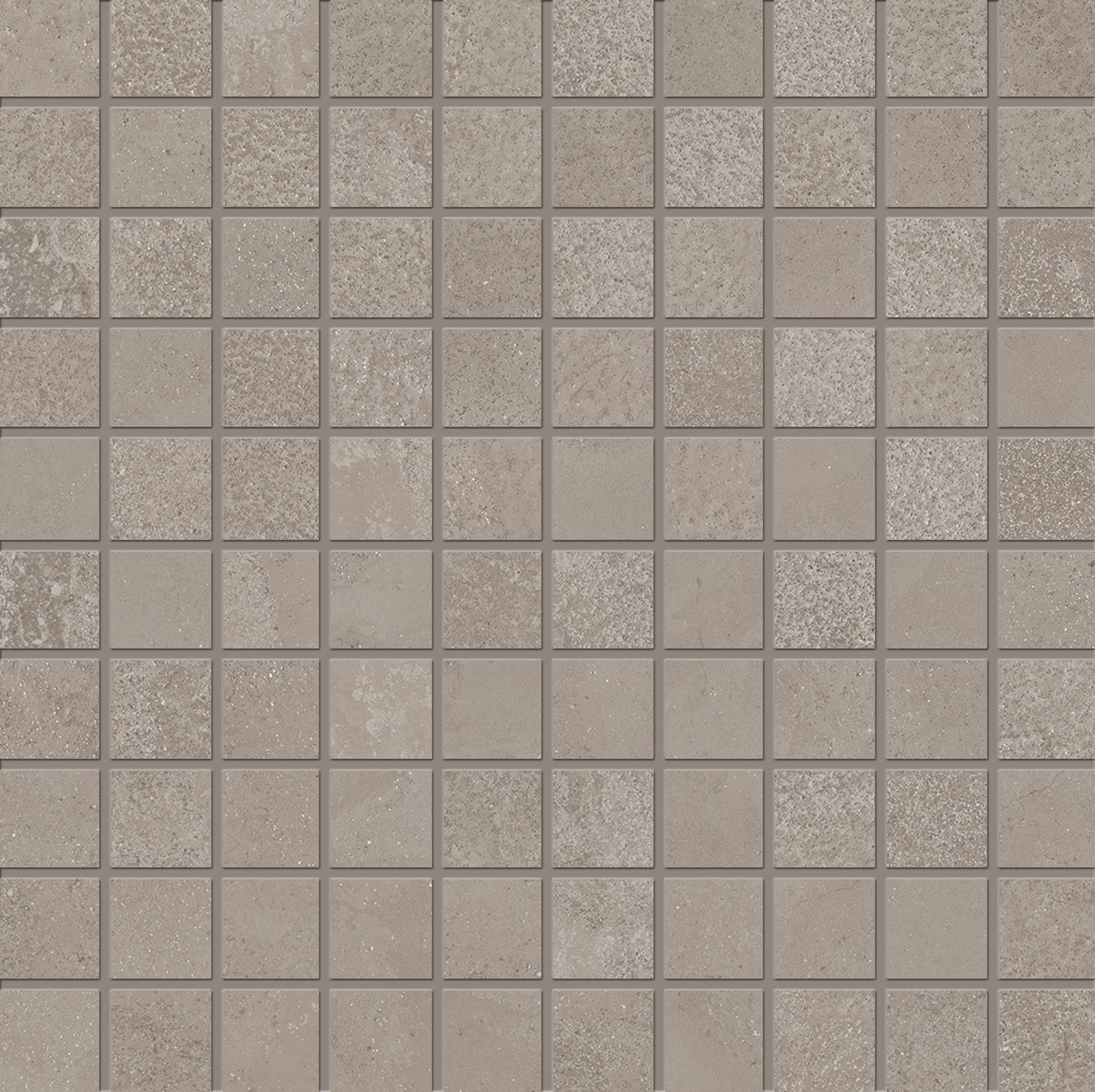 Plus Three: Concrete Tortora Straight Stack 1x1 Mosaic (12"x12"x9.5-mm | matte)