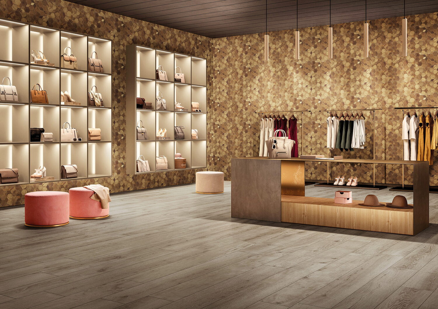 forest elements geometrical star 3 wood wall 3D mosaic natural pine accoustical decorative luxury interior distributed by surface group