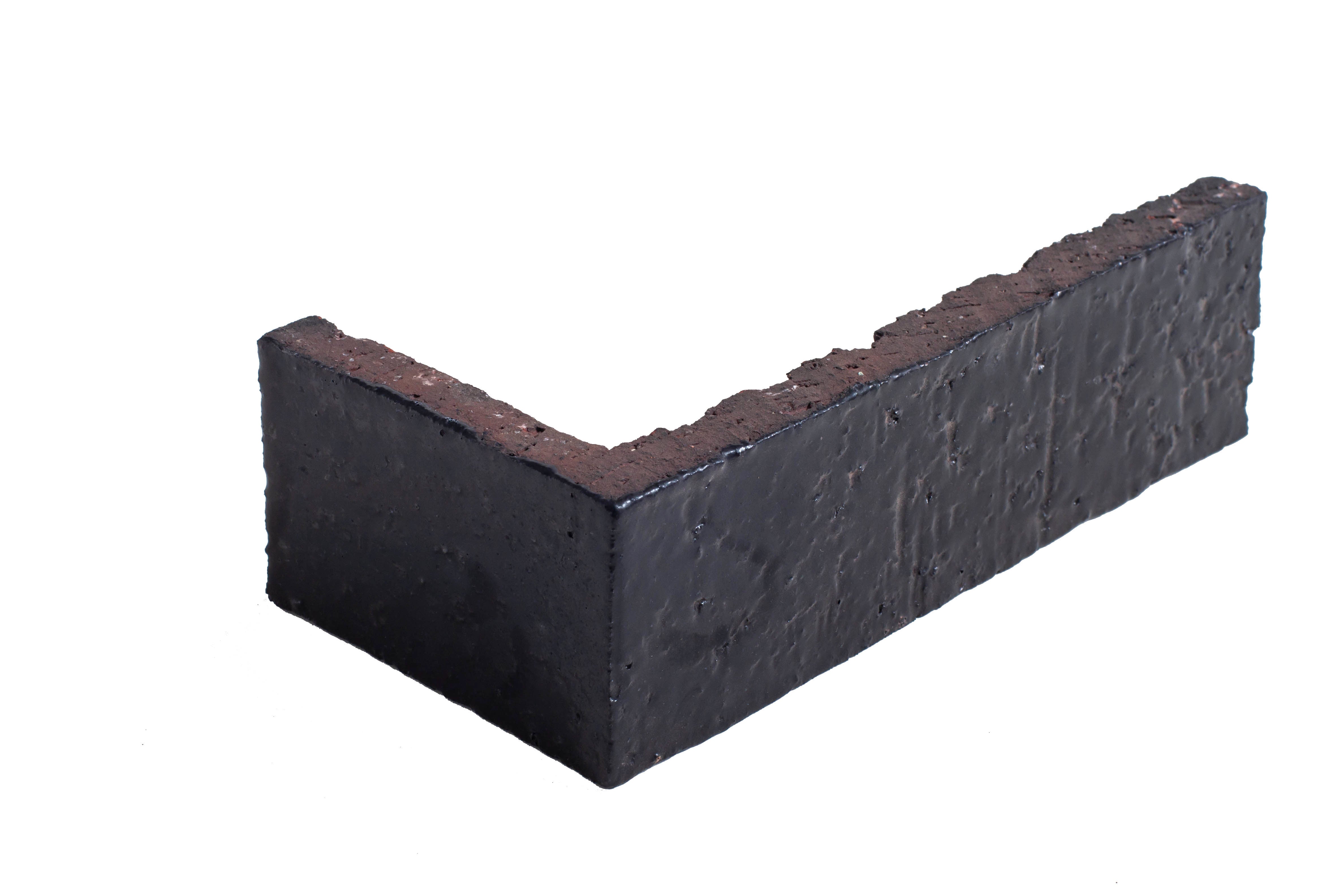 Arto Glazed Brick: Black Diamond  (Corner 2¼"x7⅝"x⅝")
