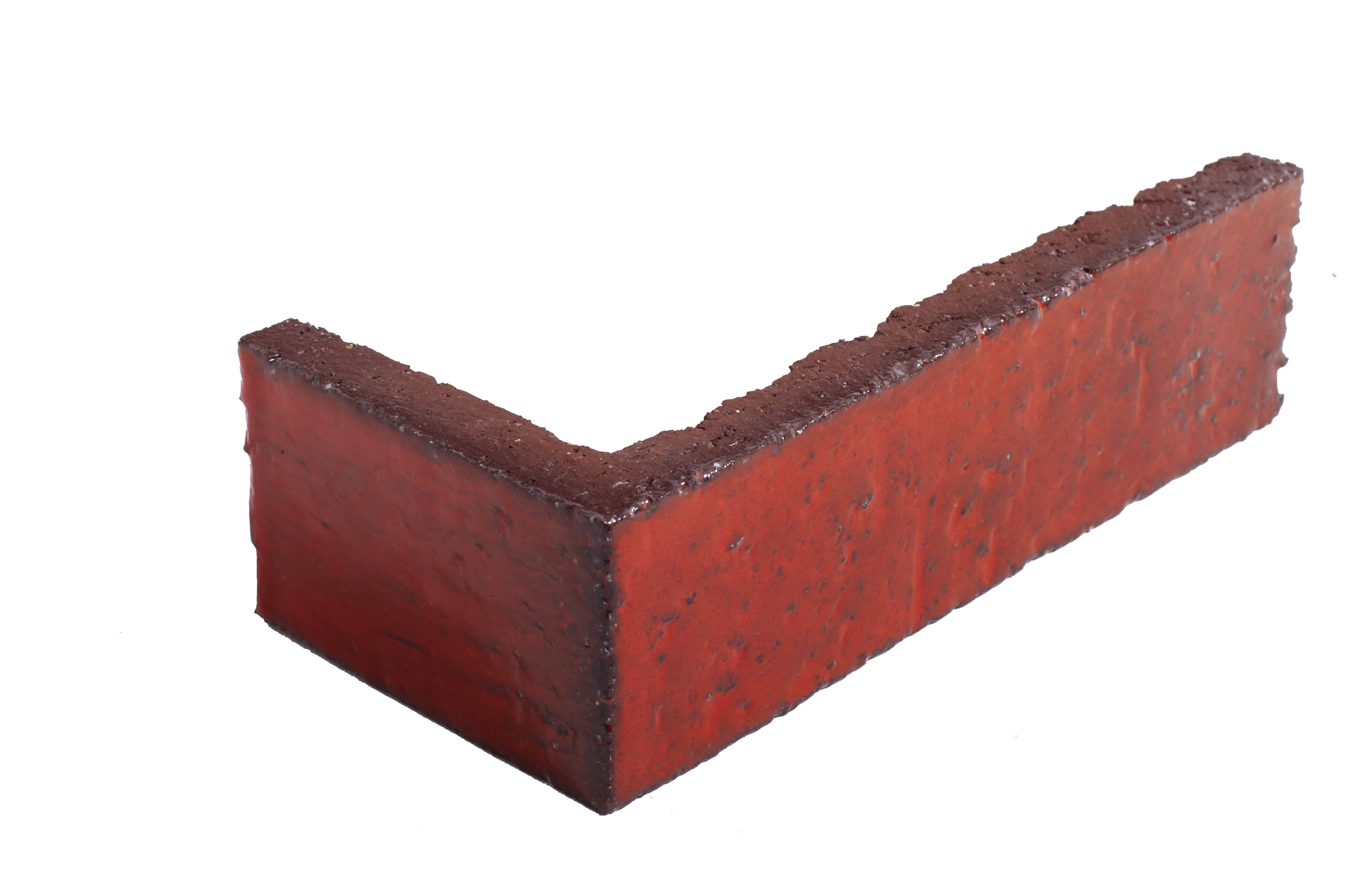 Arto Glazed Brick: Cadmium Orange  (Corner 2¼"x7⅝"x⅝")