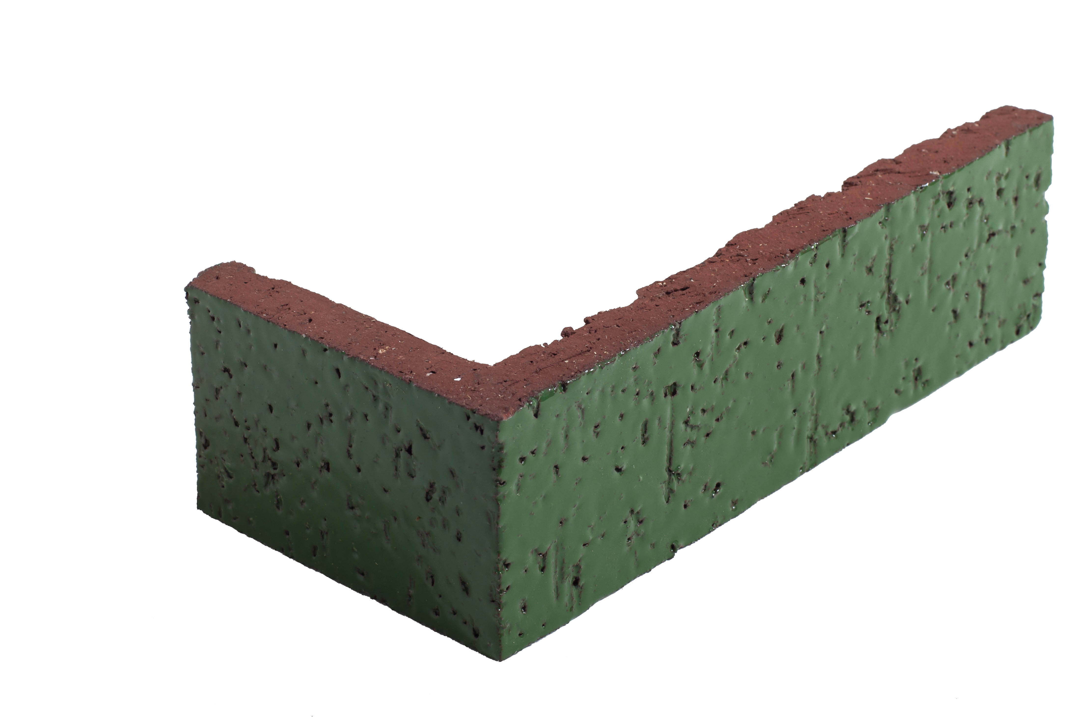 Arto Glazed Brick: Lucky Green  (Corner 2¼"x7⅝"x⅝")