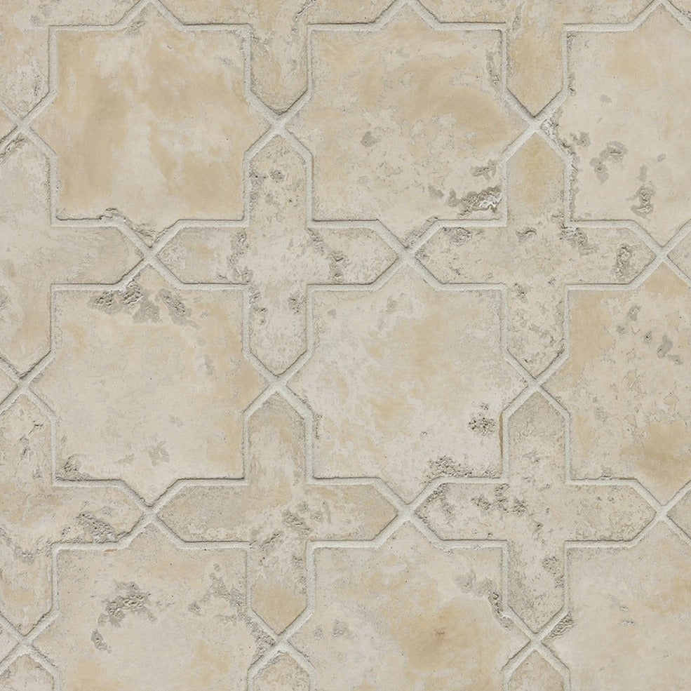 Artillo Concrete Field Tile: Hacienda Limestone Arabesque-2C