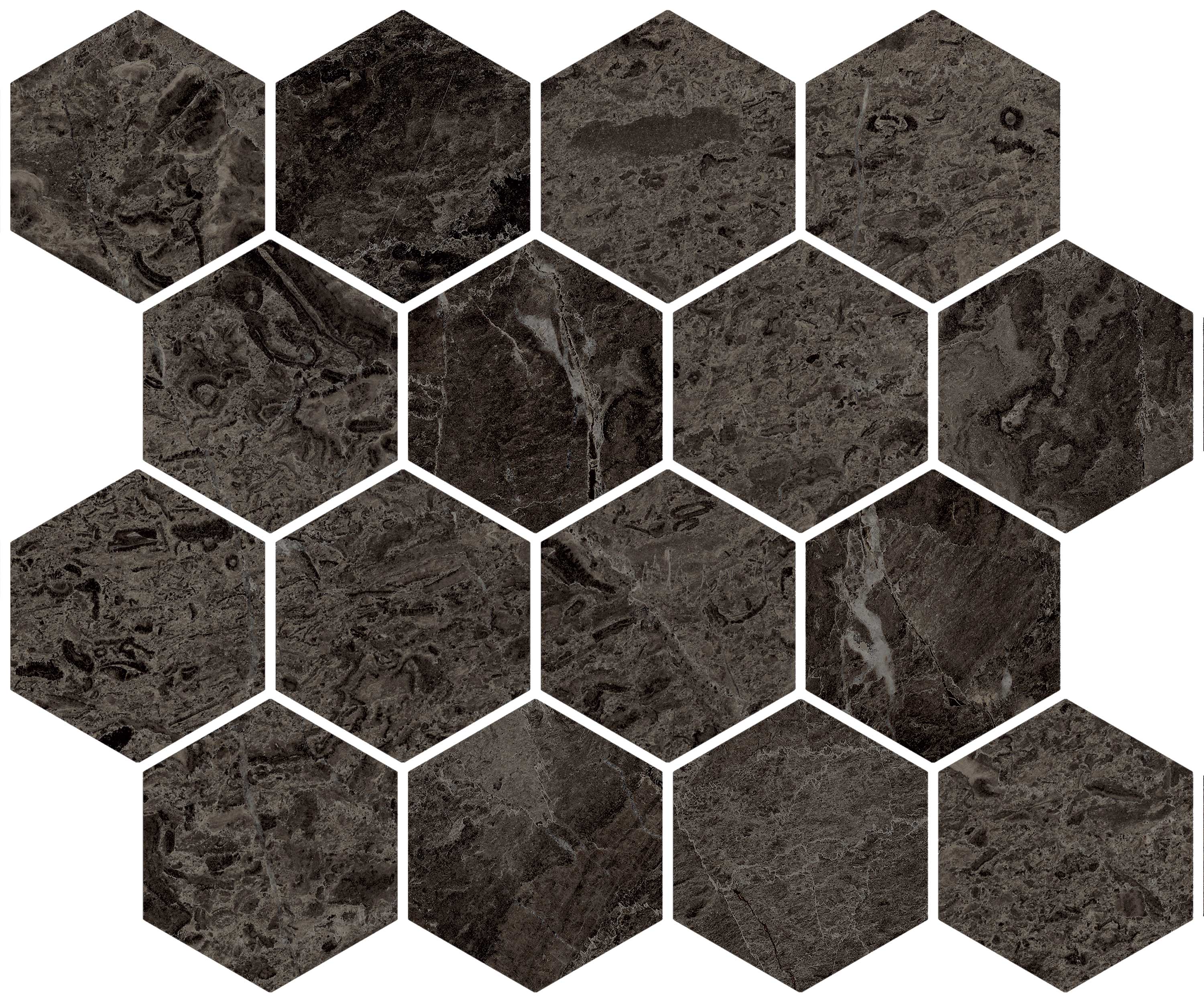 surface group international landmark charme stone brown frapuccino matte mosaic d hexagon medium hexagon 12x12x9 mm for outdoor application manufactured by landmark