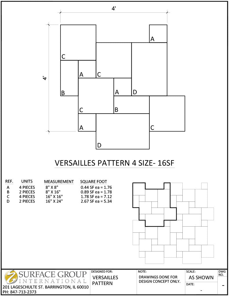Versille Pattern Tile Versailles Tile Pattern - Surface Group International