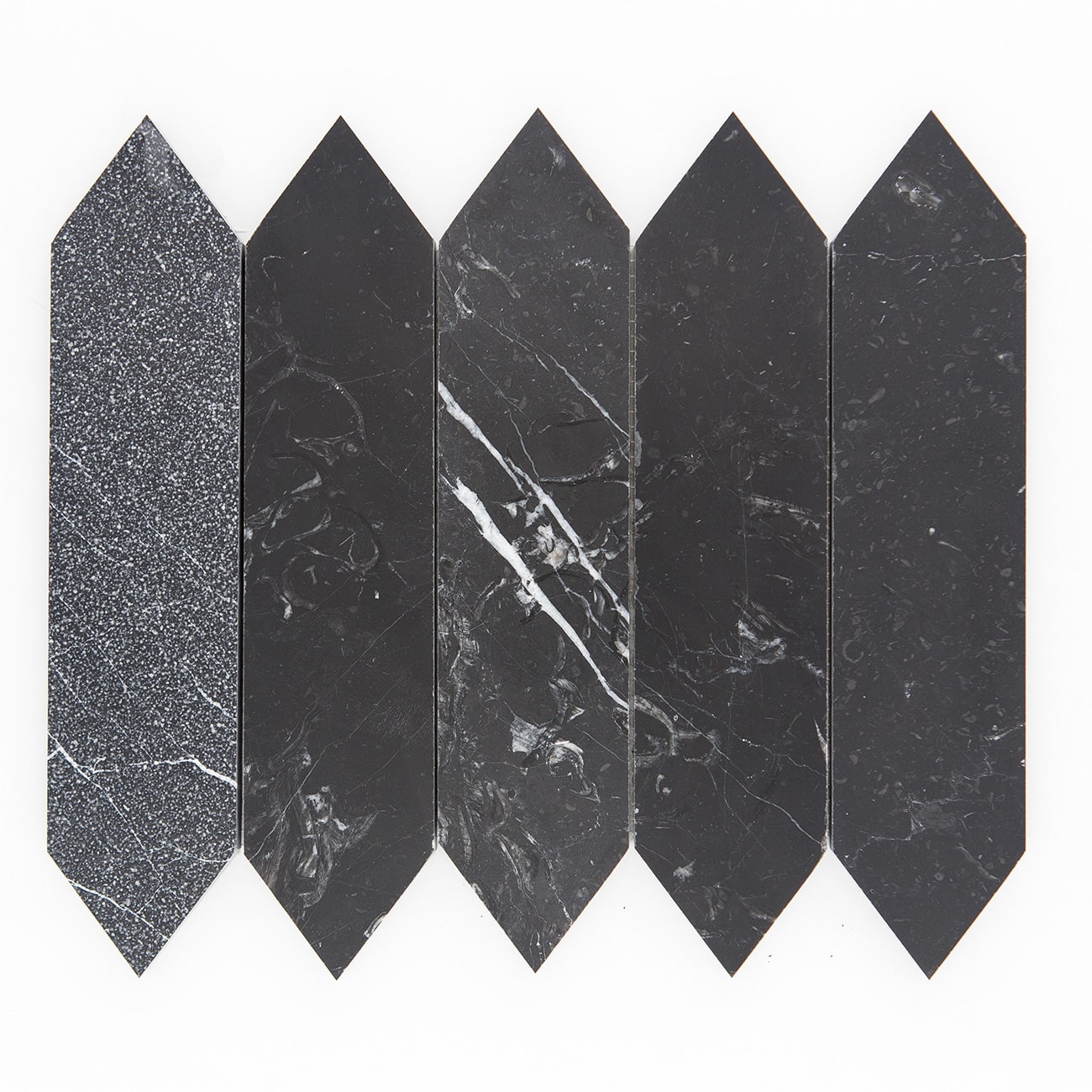 haussmann nero marquina marble picket mosaic tile honed