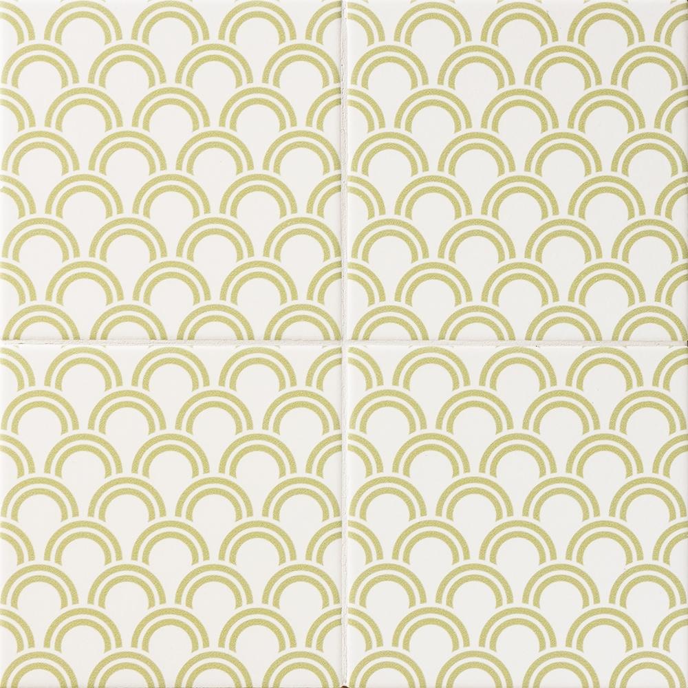 wagara ceramic tile raitogurin seigaiha pattern size 6 inch by 6 inch matte finish for luxury interrior wall applications in kitchen bathroom backsplash or livingroom and office accent walls distributed by surface group international and produced by marble systems
